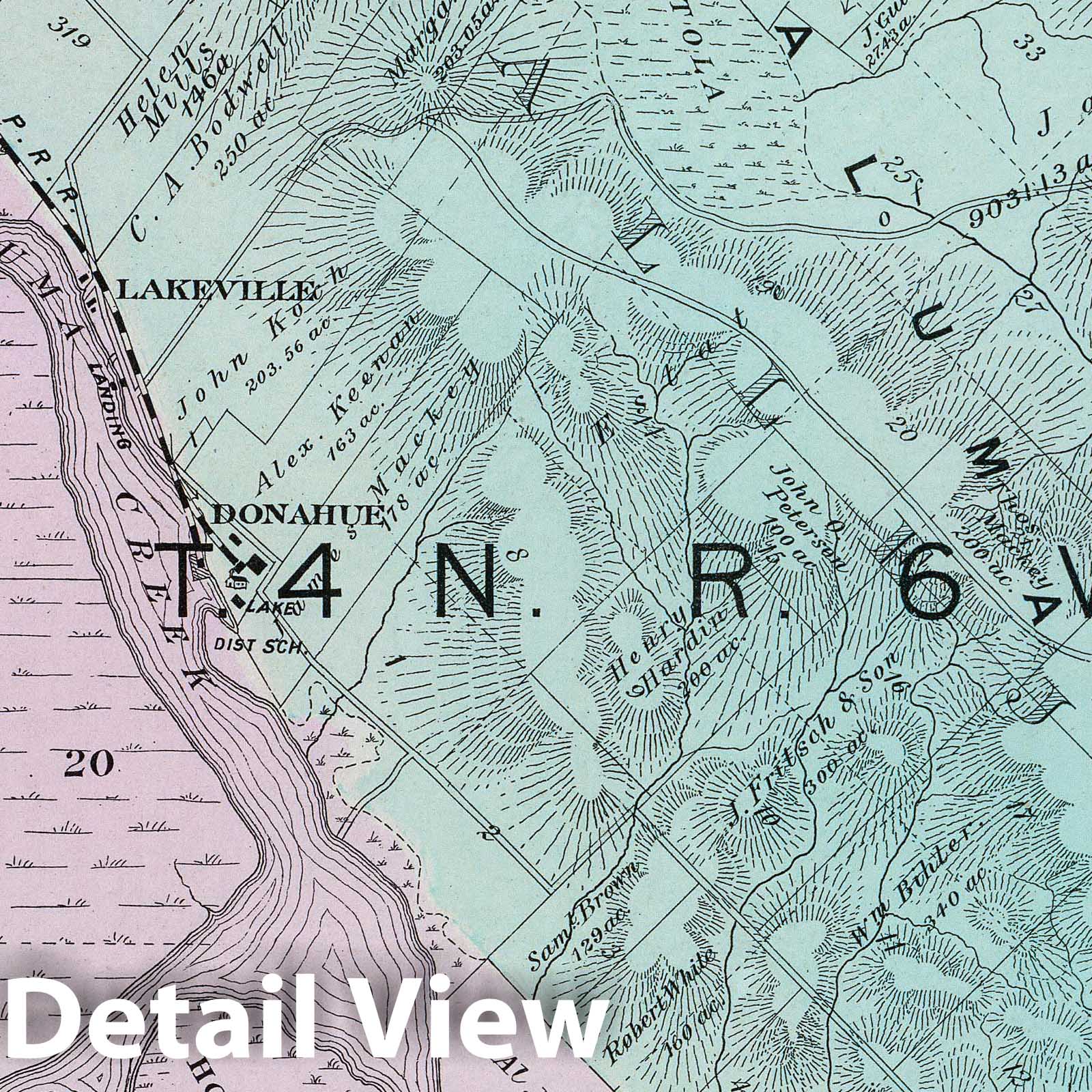Petaluma Area, Sonoma County, California - Railroad Map, 1898