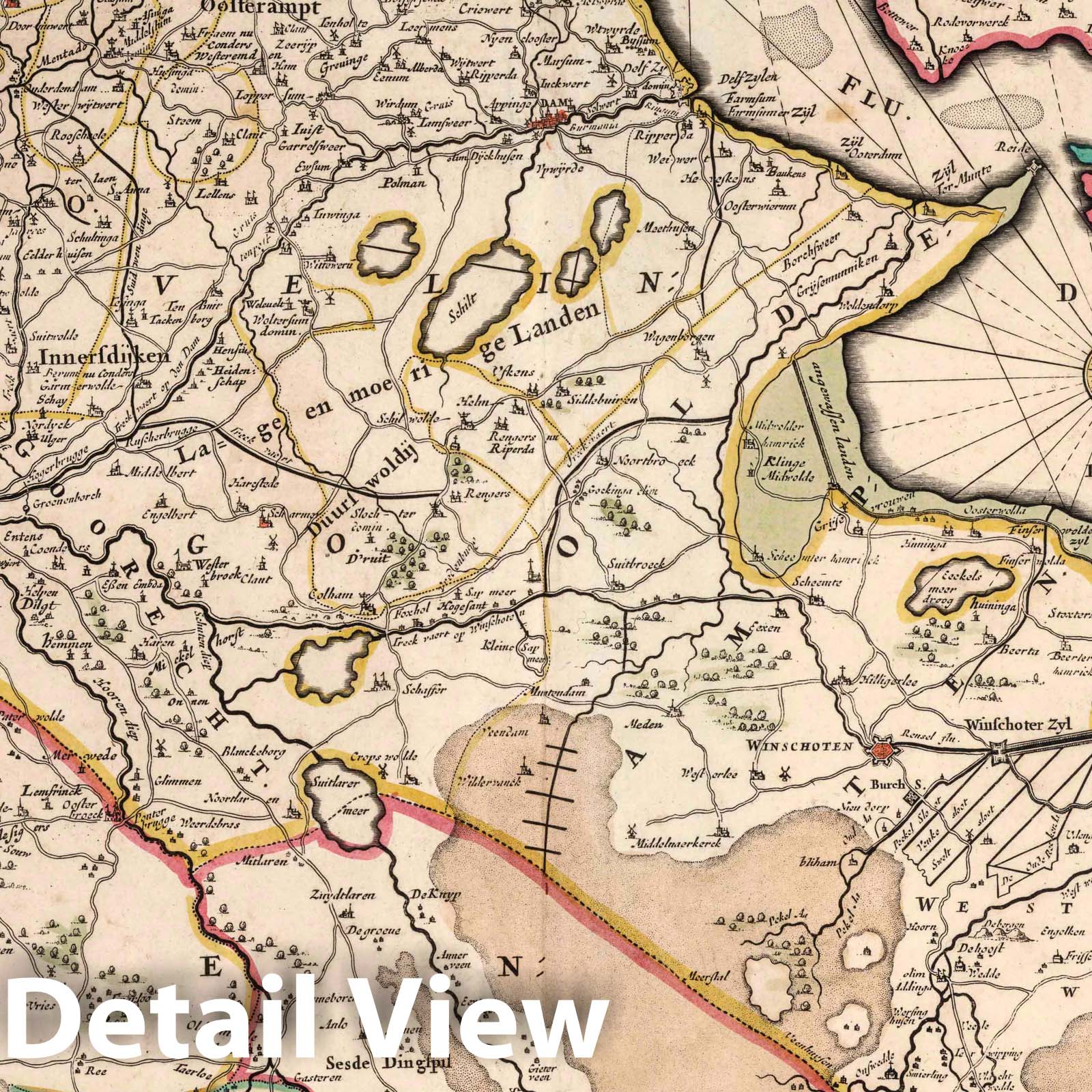 Groningen and Drenthe, Netherlands, 1682 Historical Map Print
