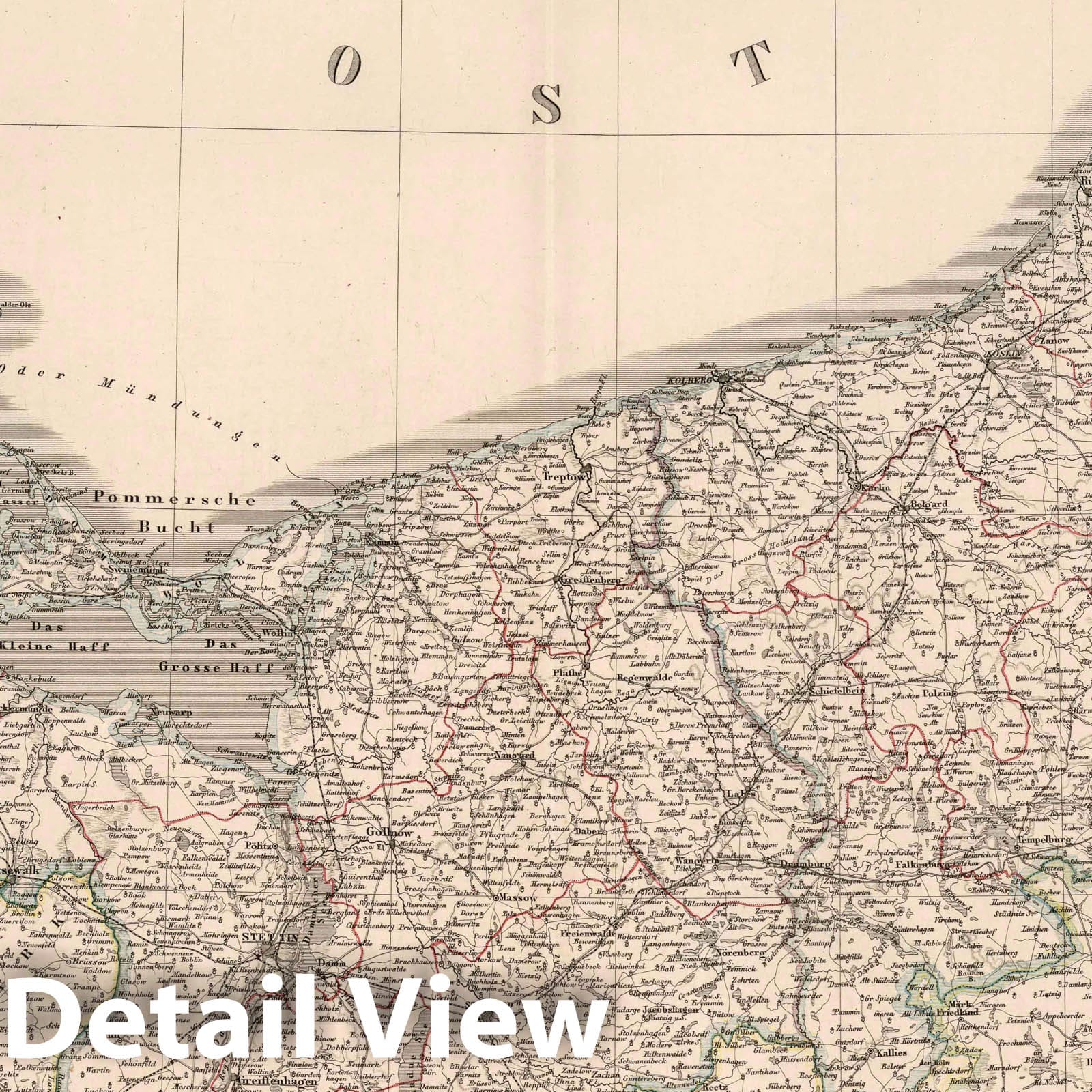 Pomerania (German Province) 1875 Historical Map Print