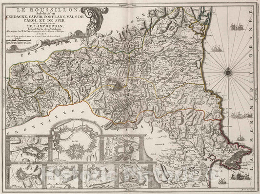 Historic Map : Roussillon , France 1804 Le Roussillon. , Vintage Wall Art