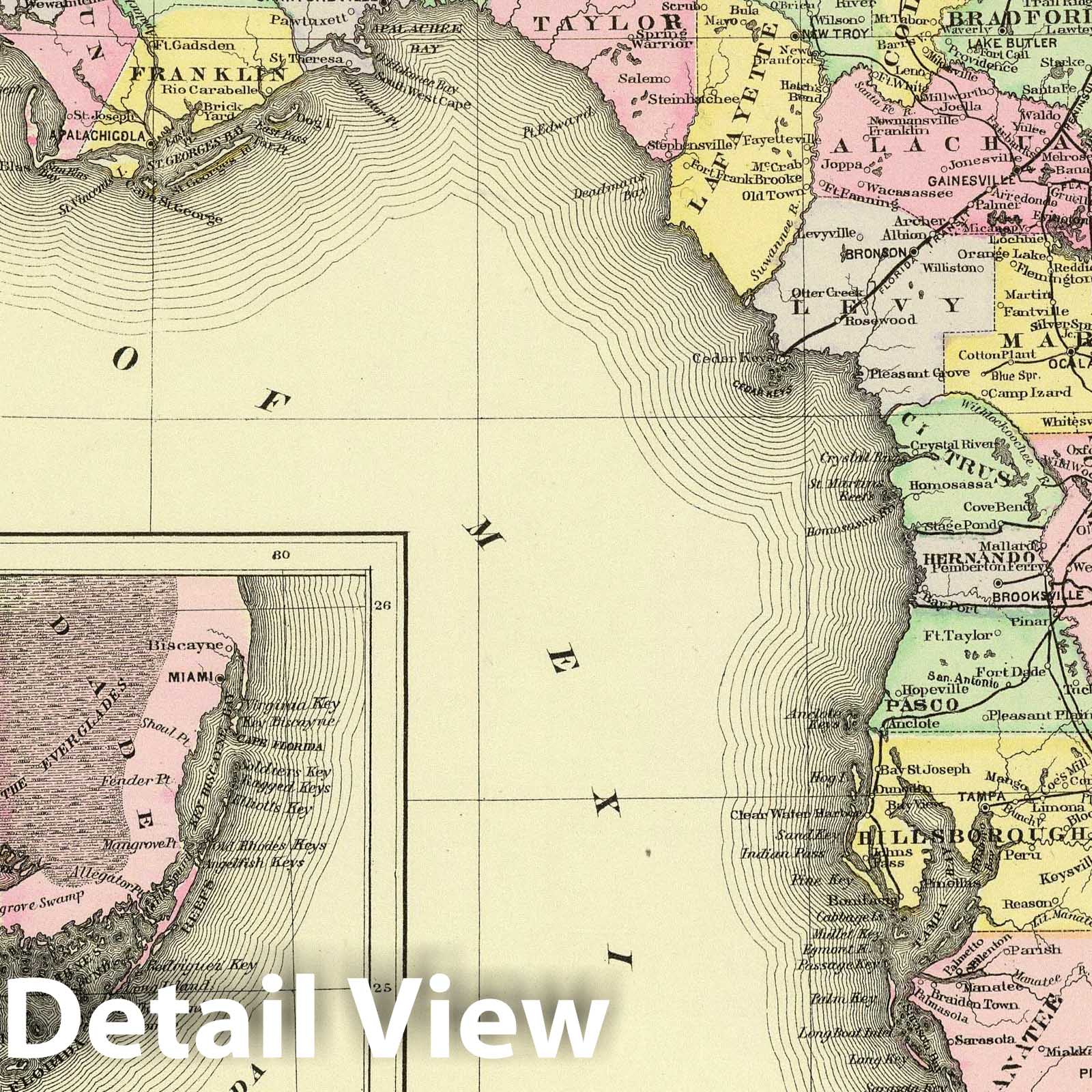 Florida - Railroad Map, 1890 - Historical Map Print