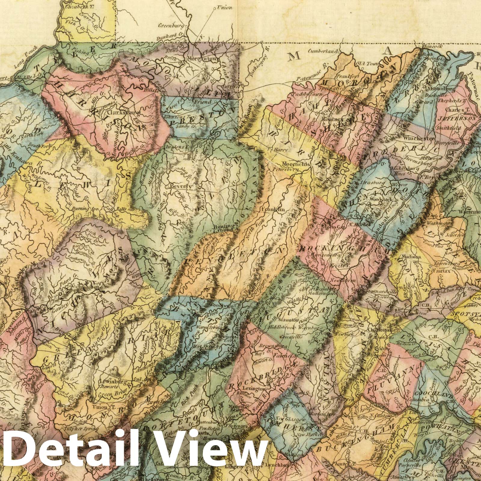Virginia, 1822 - Historical Map Print by Fielding Lucas Jr.
