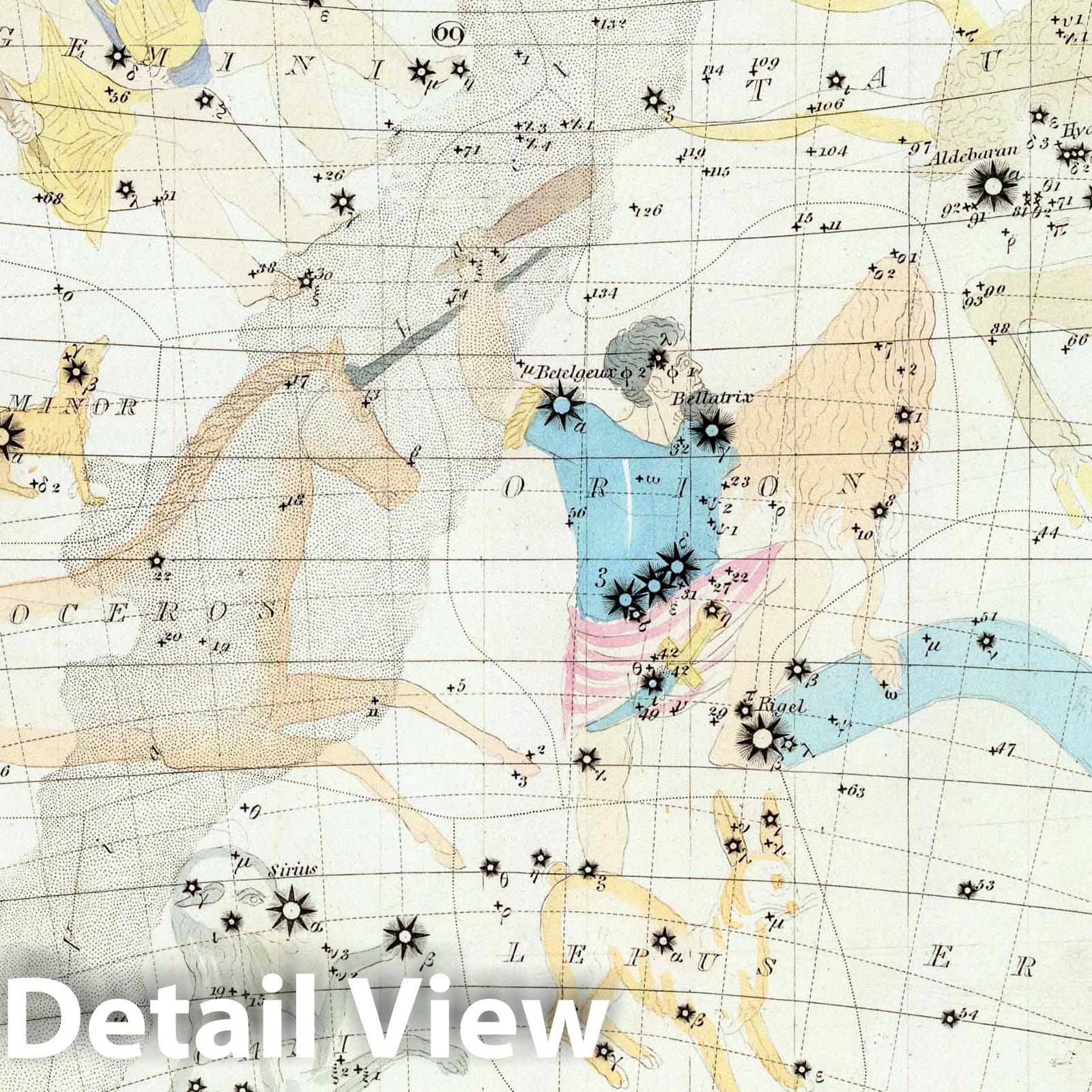 Northern Hemisphere - December, January, February - Celestial Map, 1844