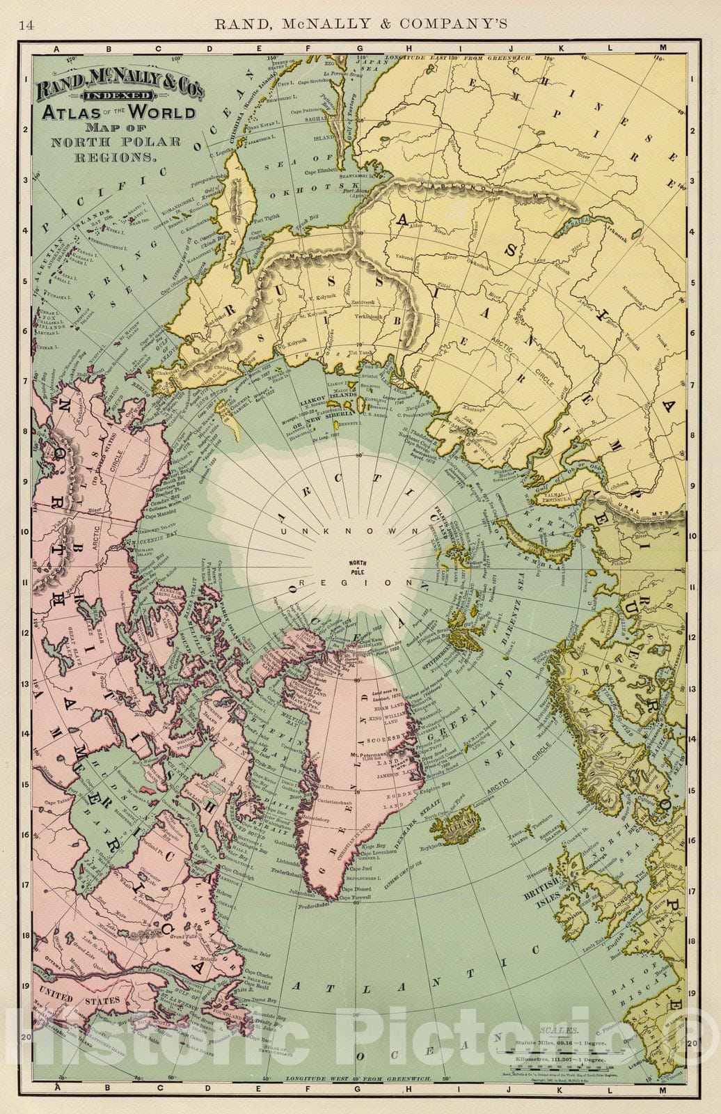 Historic Map : 1897 North Polar regions. - Vintage Wall Art