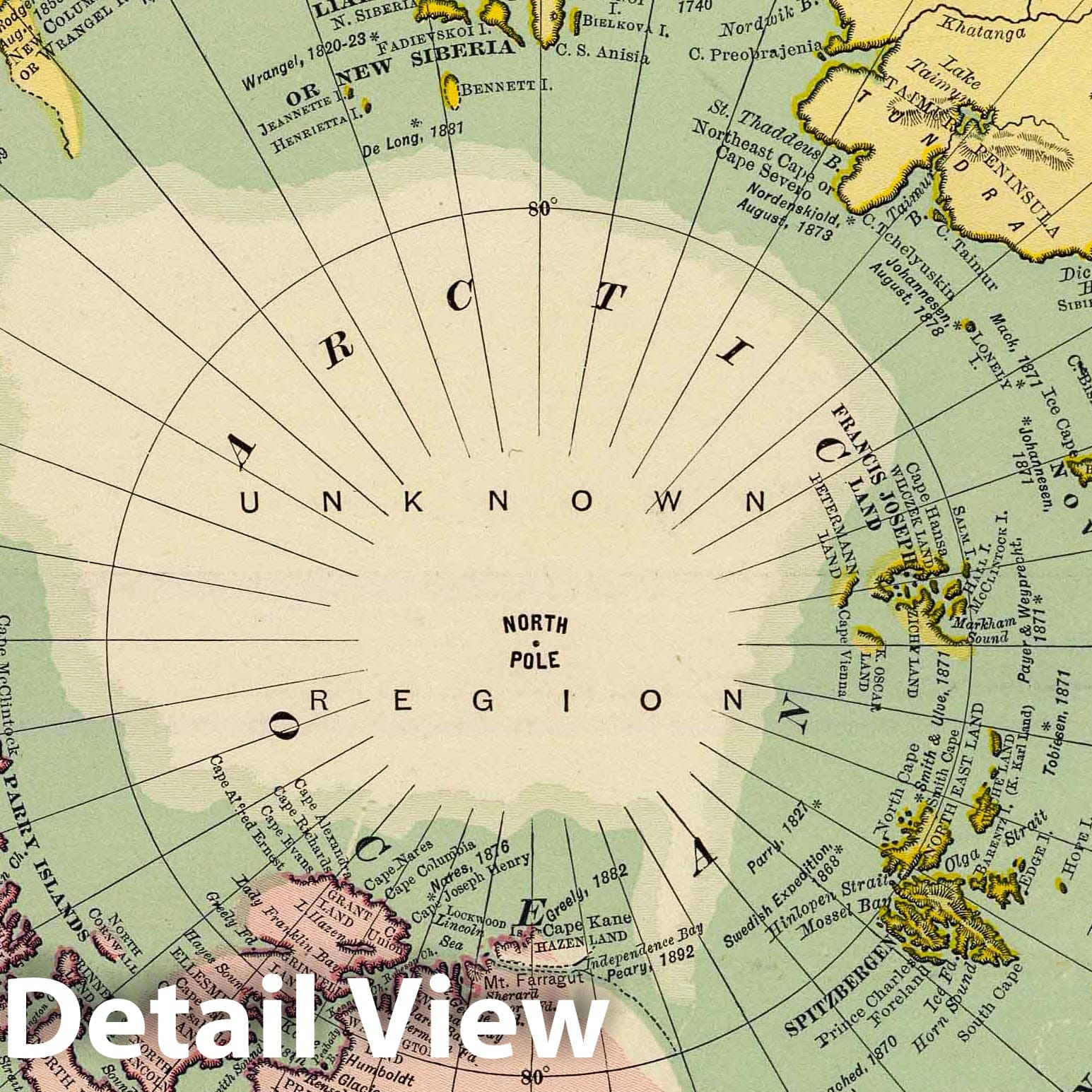 North Polar Regions, 1897 - Historical Map Print