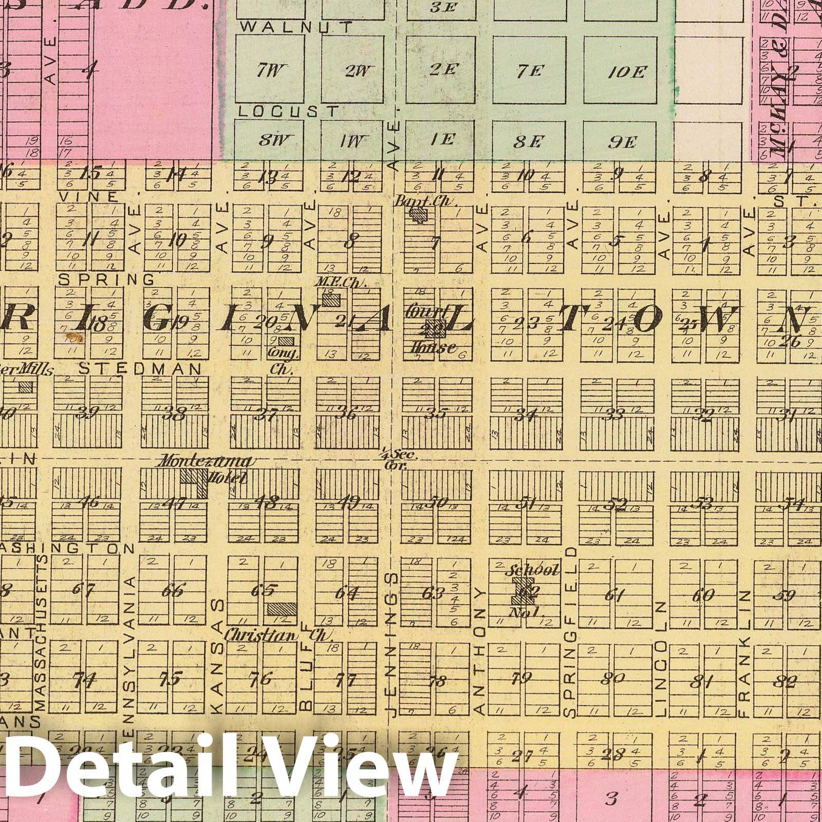 Anthony, Harper County, Kansas - Military Map, 1887 - Historical Map Print