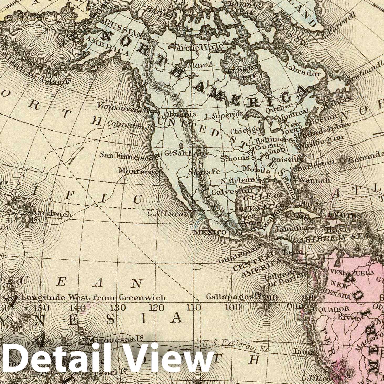 Western Hemisphere - River Map, 1880 - Historical Map Print