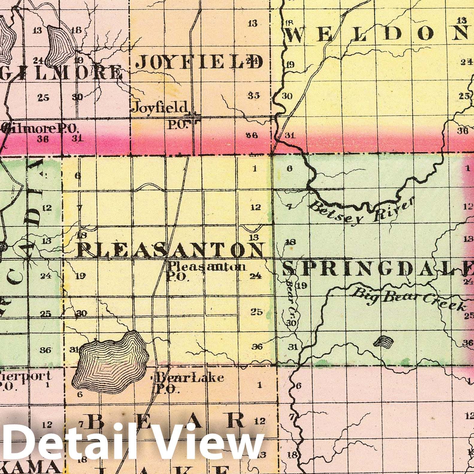 Benzie and Manistee Counties, Michigan - Railroad Map, 1873