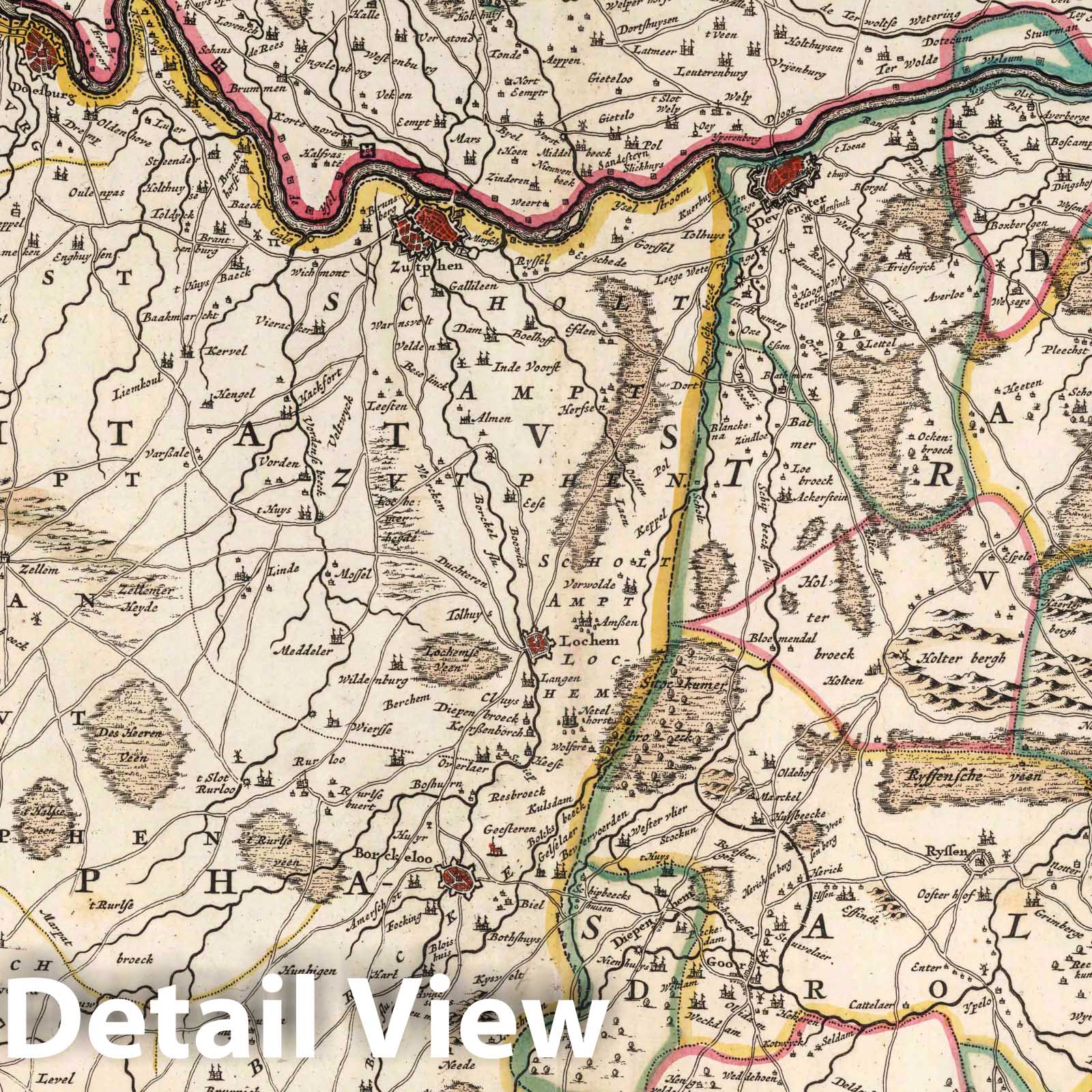 County of Zutphen and Island of the River, 1682 - Historical Map Reproduction