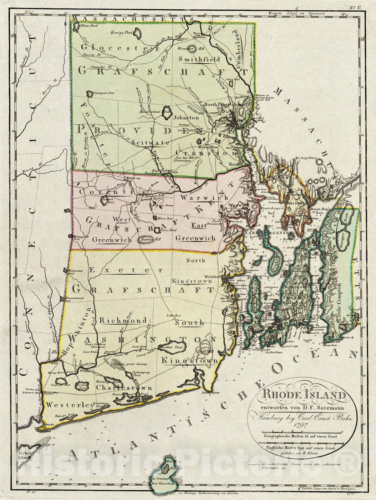 Historic Map : National Atlas - 1797 Rhode Island. - Vintage Wall Art