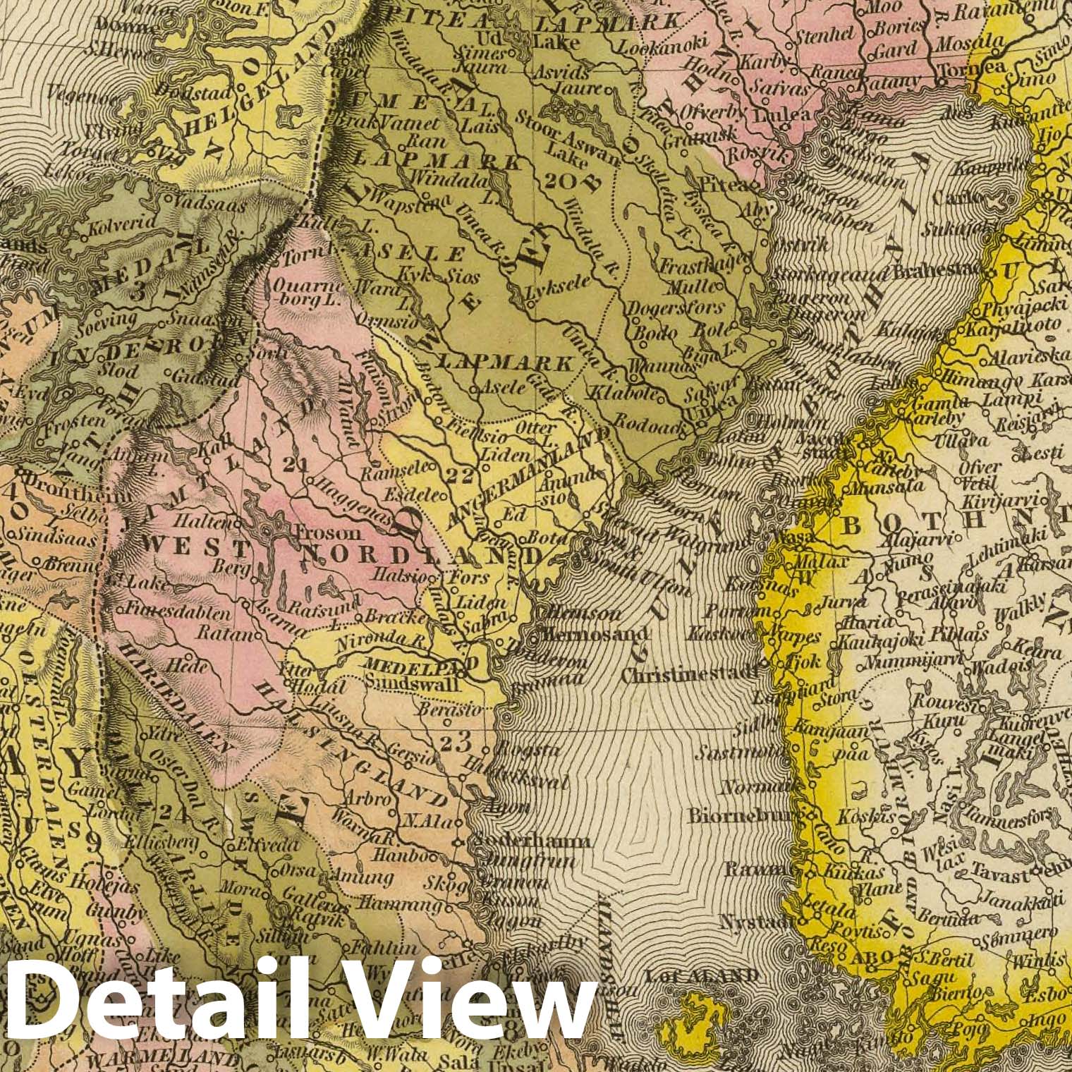 Sweden and Norway, 1845 - Historical Map Print