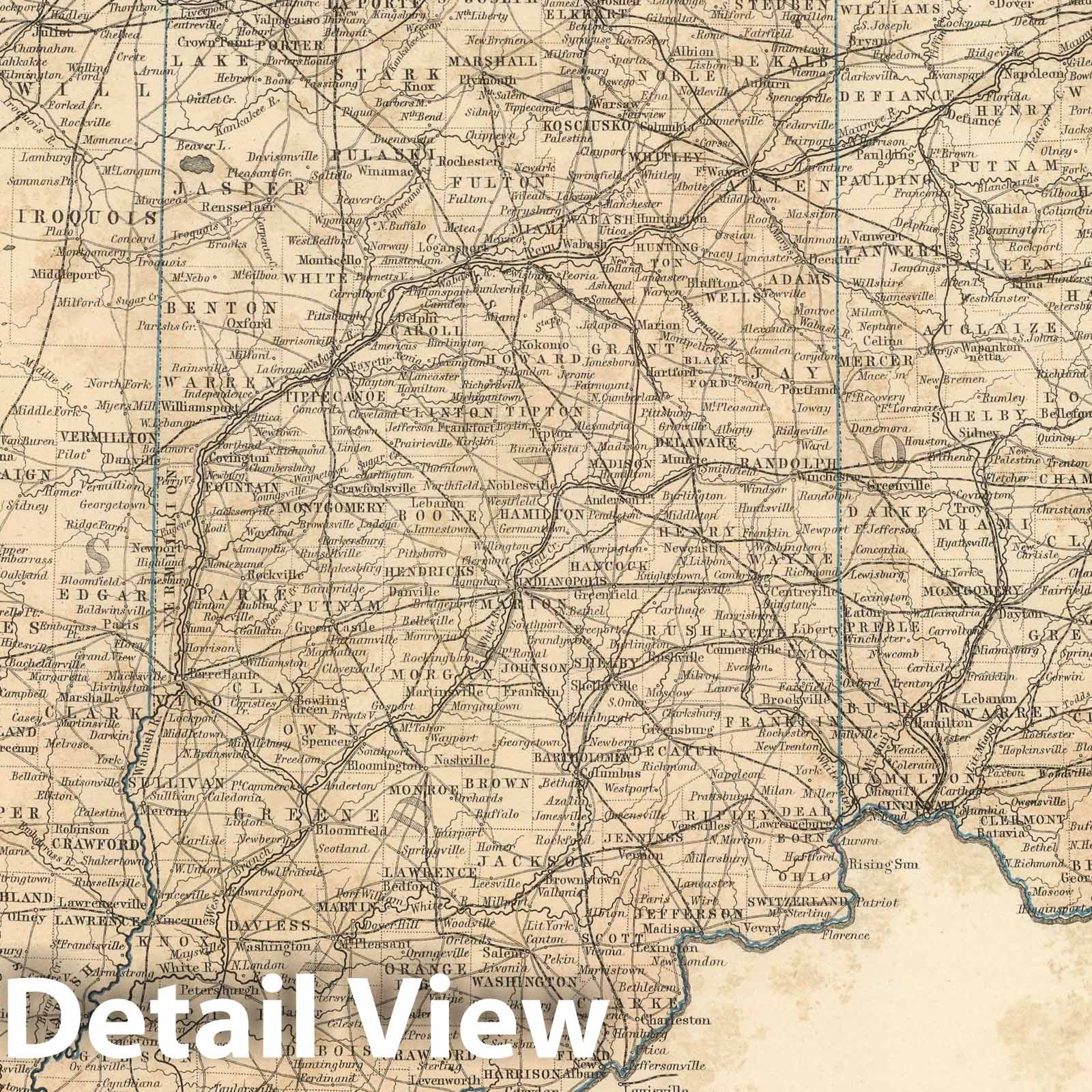 Ohio, Indiana and Illinois, 1856 - Historical Map Print