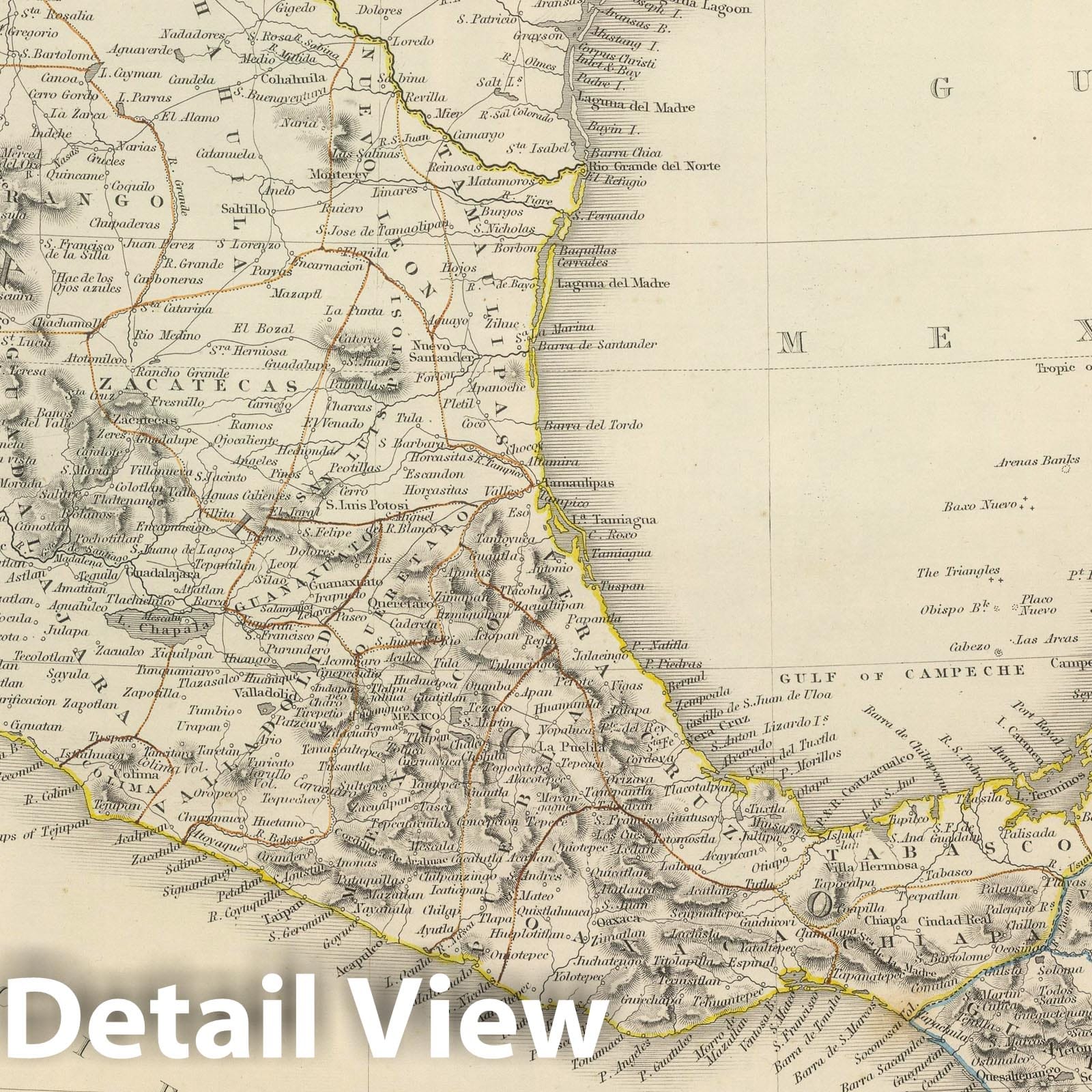 Mexico and Guatemala, 1848 - Historical Map Print