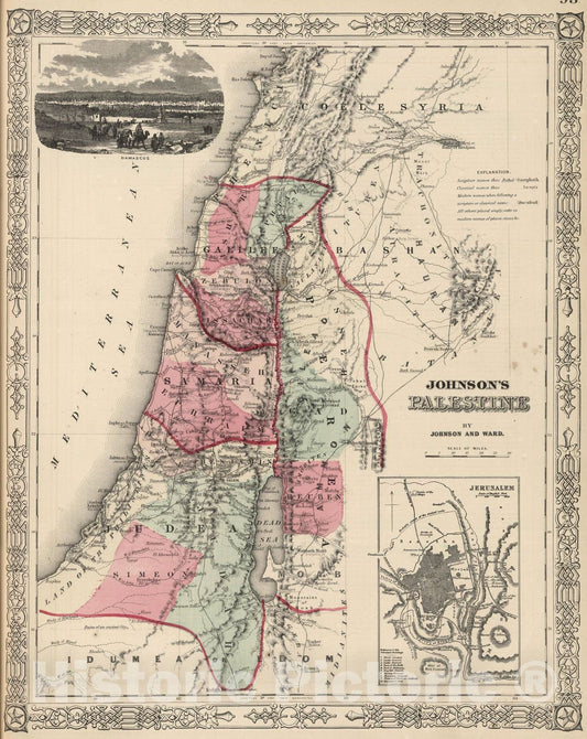 Historic Map : 1864 Palestine - Vintage Wall Art