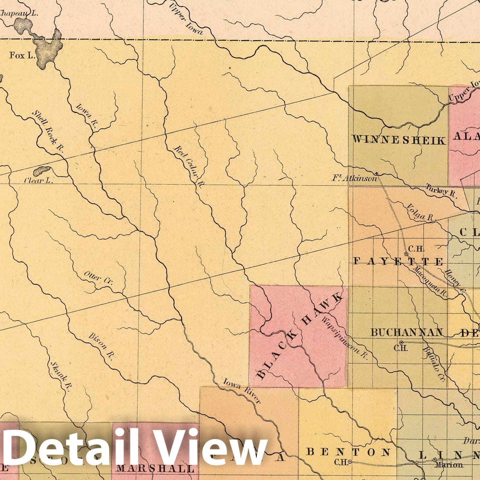 Iowa - Nautical Chart, 1849 - Mitchell's Universal Atlas - Historical Map Print