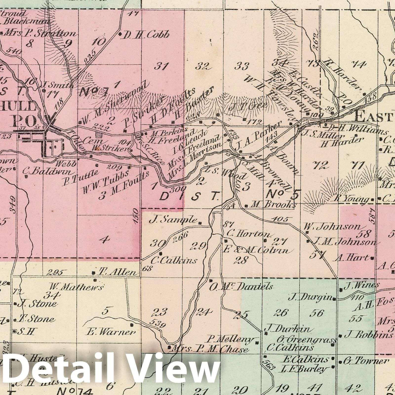 Woodhull and Hedgesville, Steuben County, New York 1873 Historical Map Print