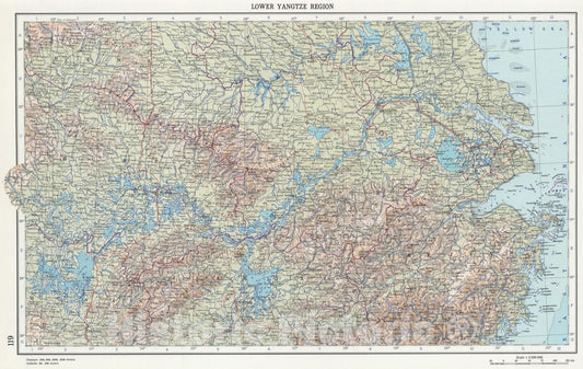 Historic Map : 1967 119. Lower Yangtze Region. The World Atlas. - Vintage Wall Art
