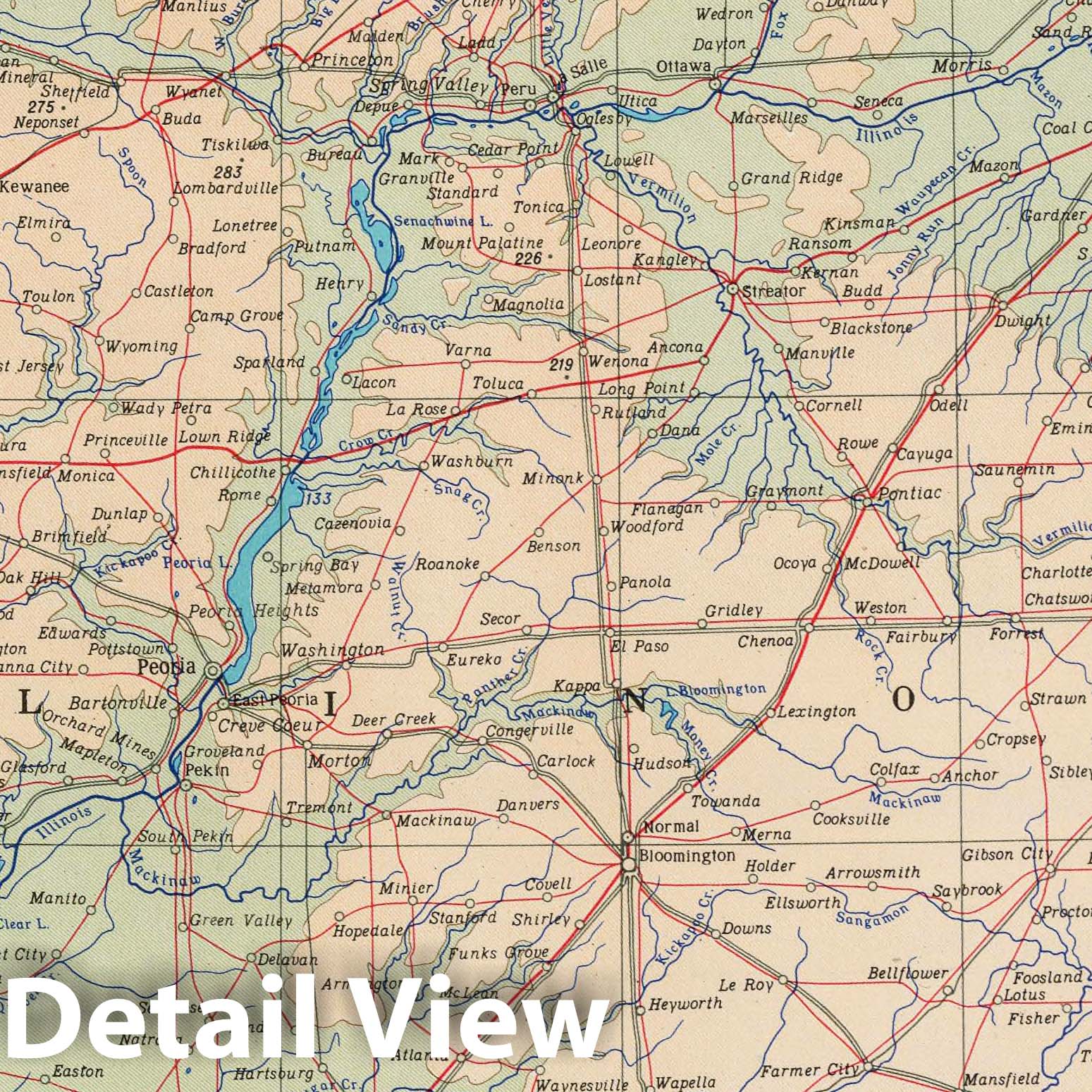Illinois - Physical Map, 1967 - Historical Map Print