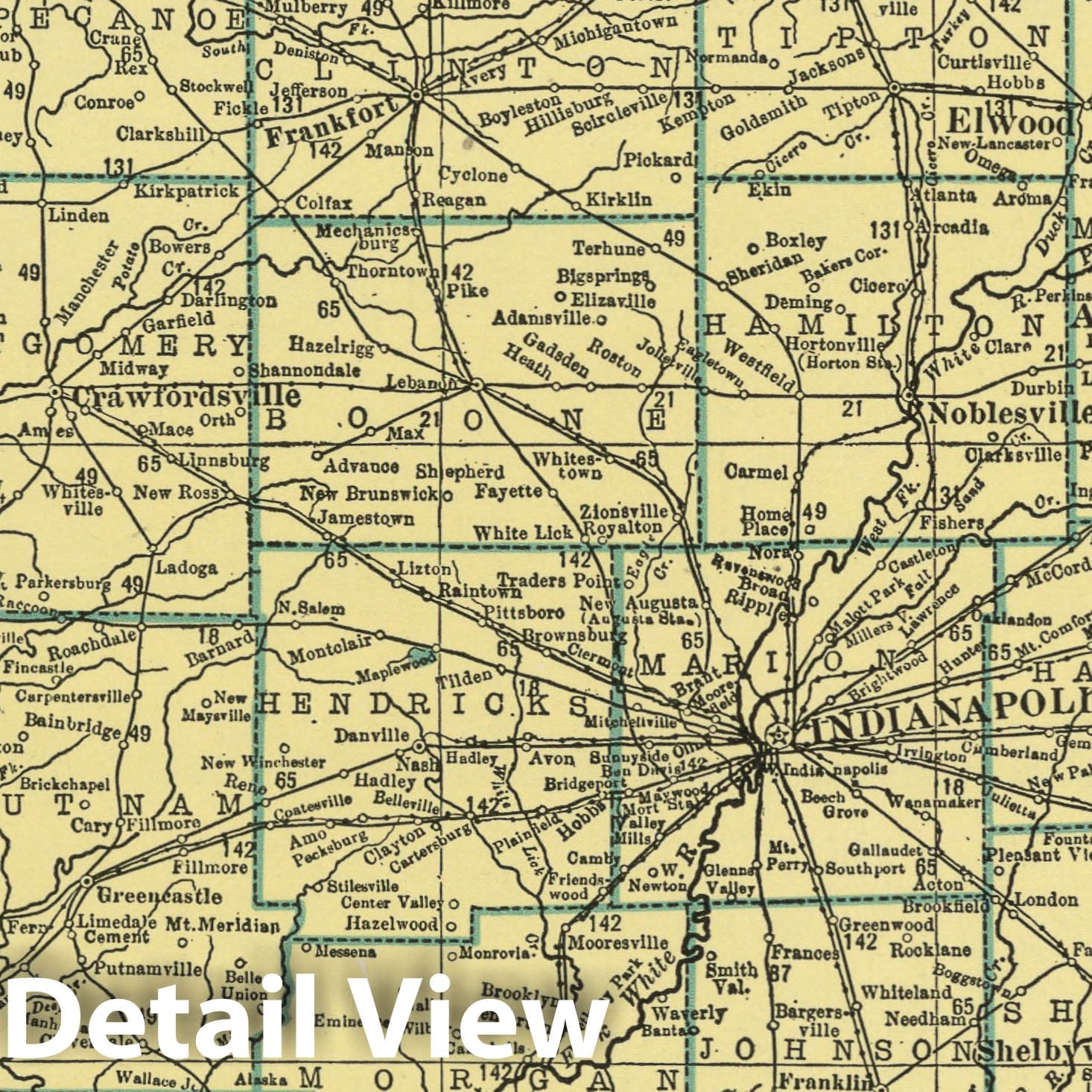 Indiana - Physical Map, 1948 - Hammond's New World Atlas Historical Map Print