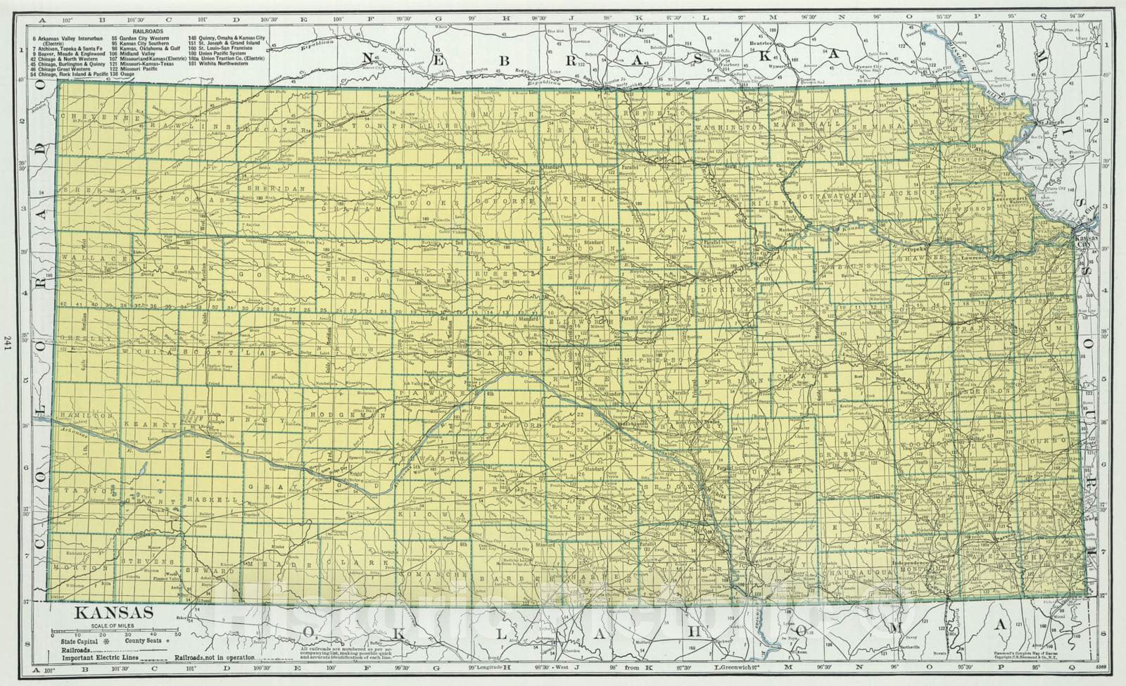 Historic Map : 1948 Kansas. - Vintage Wall Art