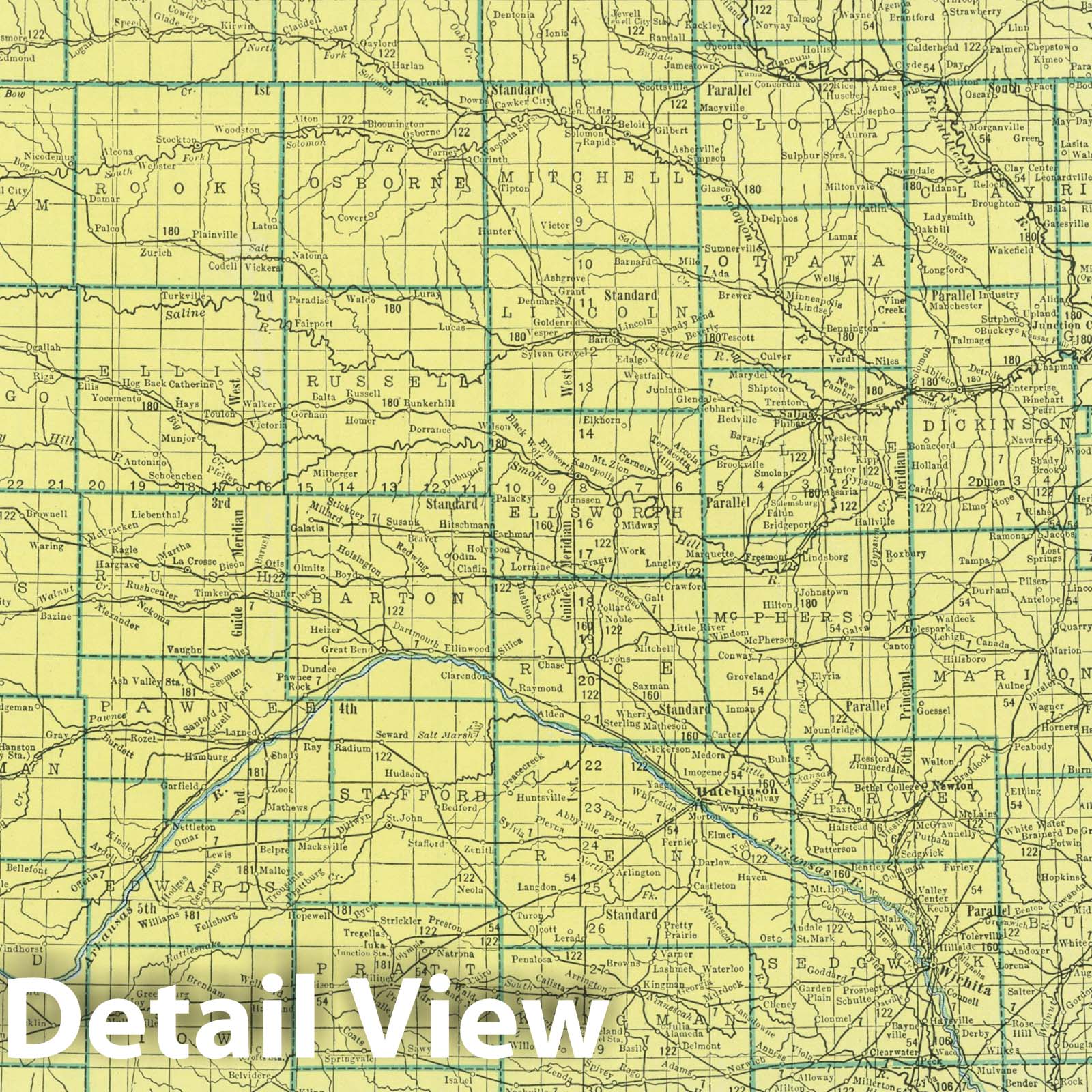 Kansas - Physical Map, 1948 - Hammond's New World Atlas