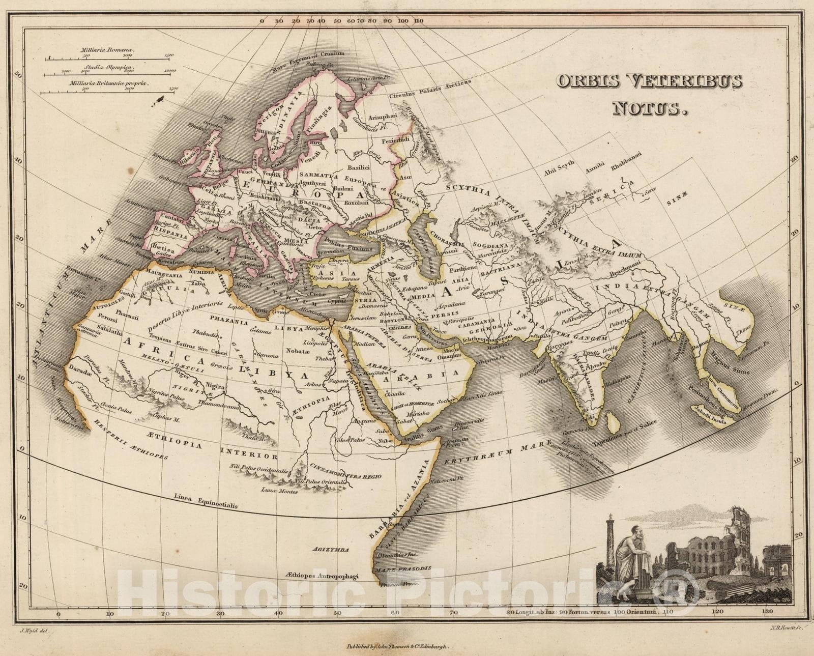 Historic Map : 1824 Orbis Veteribus Notus - Vintage Wall Art