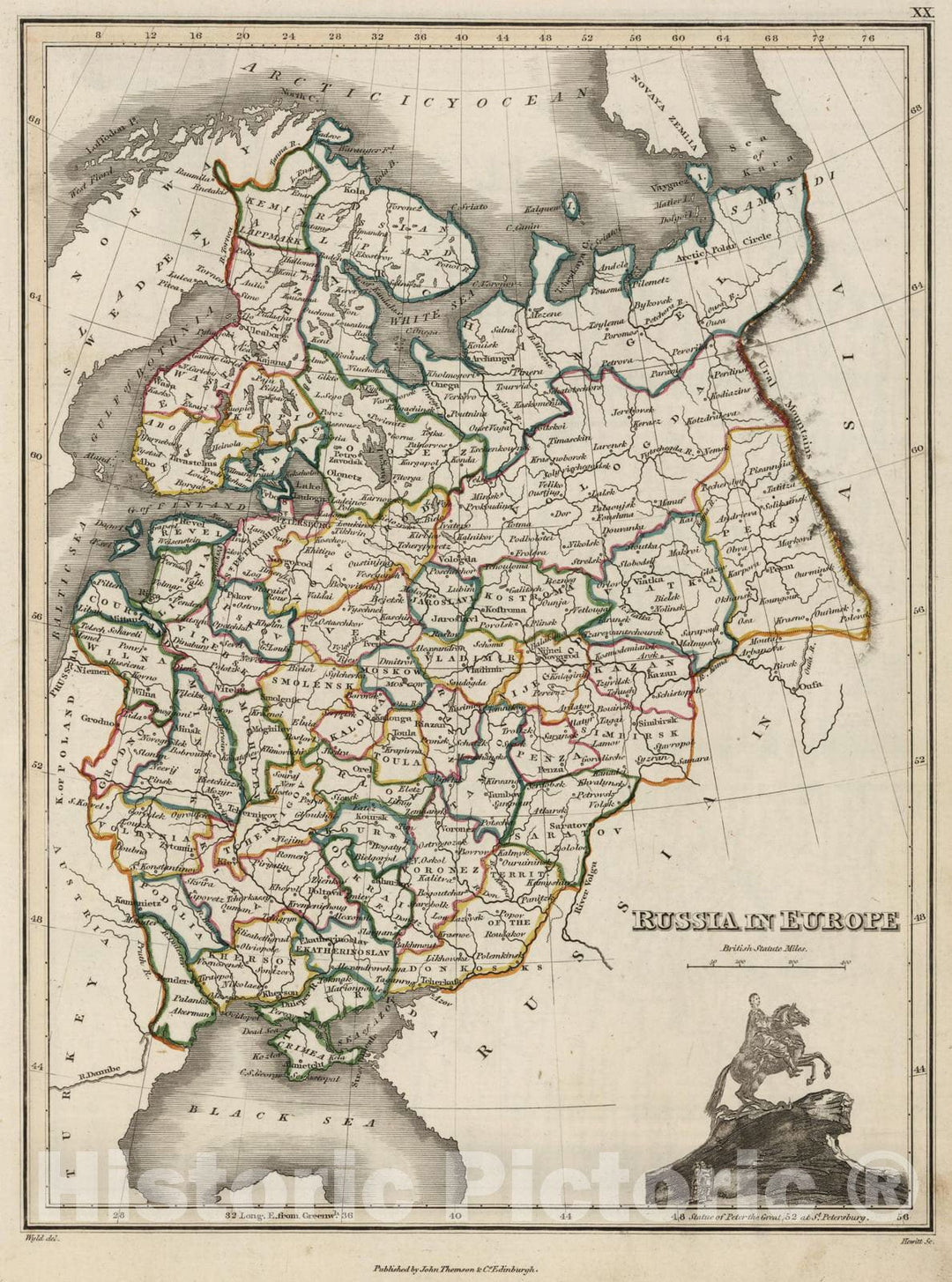 Historic Map : 1824 Russia in Europe - Vintage Wall Art