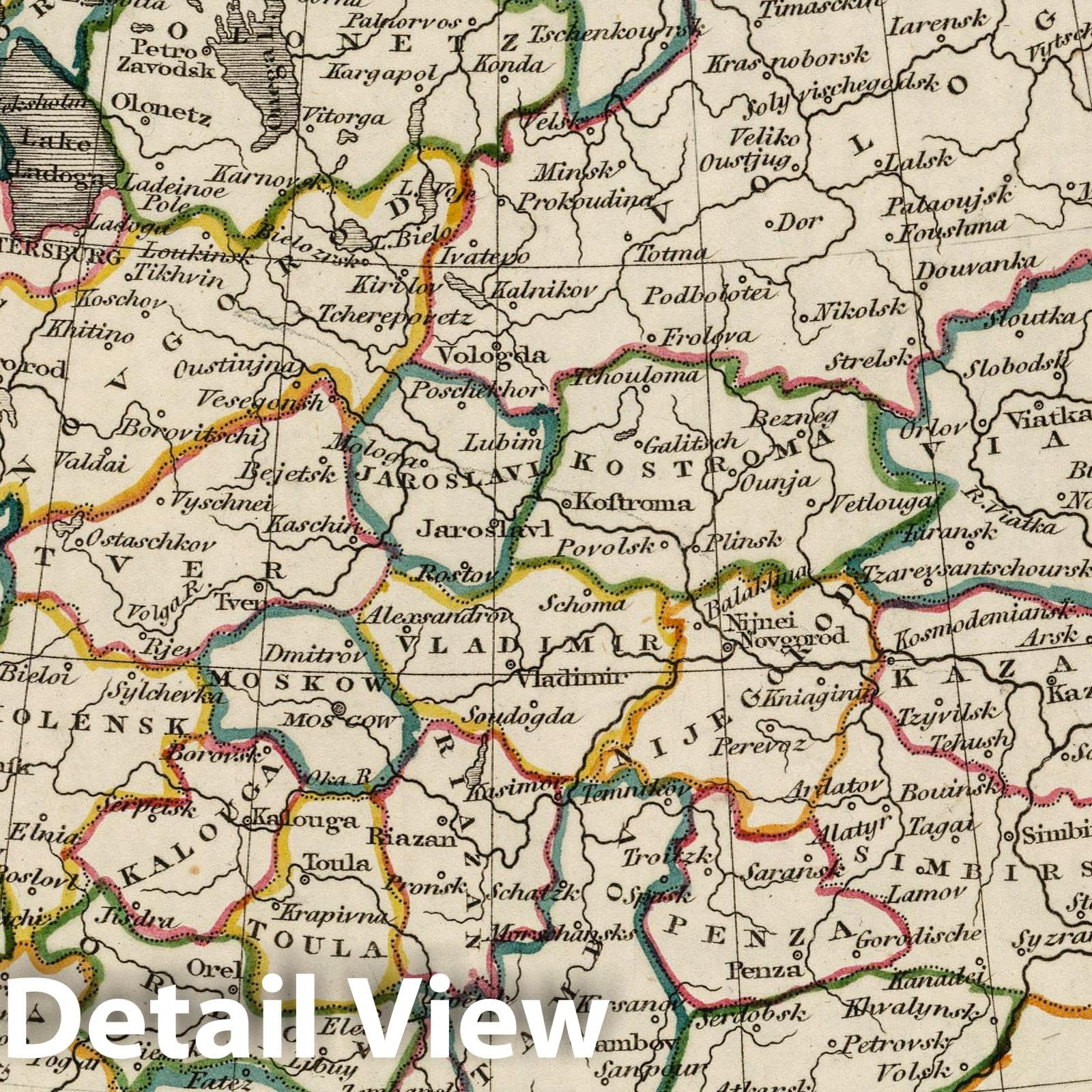 Russia in Europe - Boundary Map, 1824 - Historical Map Print