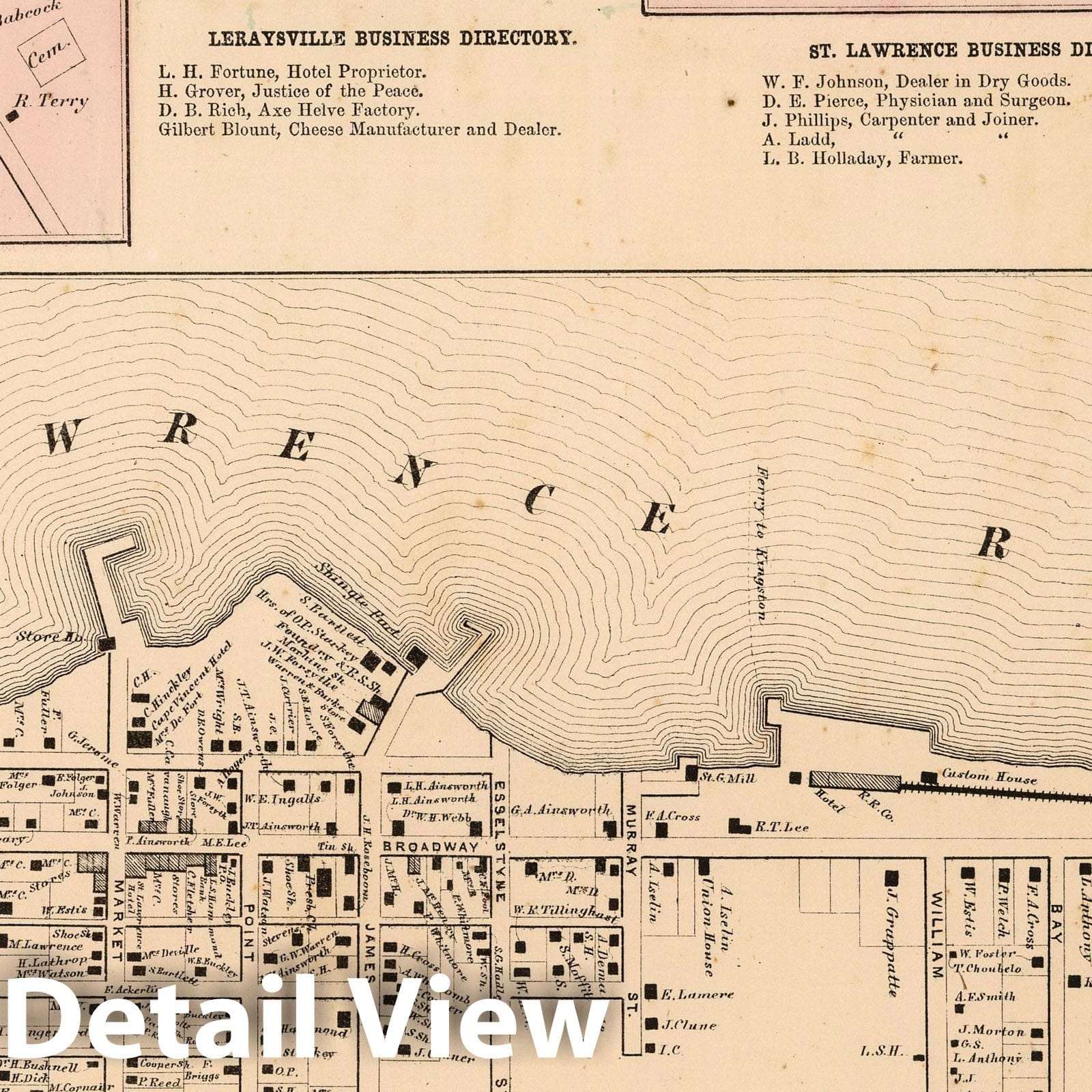 Cape Vincent, Depauville, Leraysville, St. Lawrence, and Natural Bridge, Jefferson County, New York - 1864 Property Map