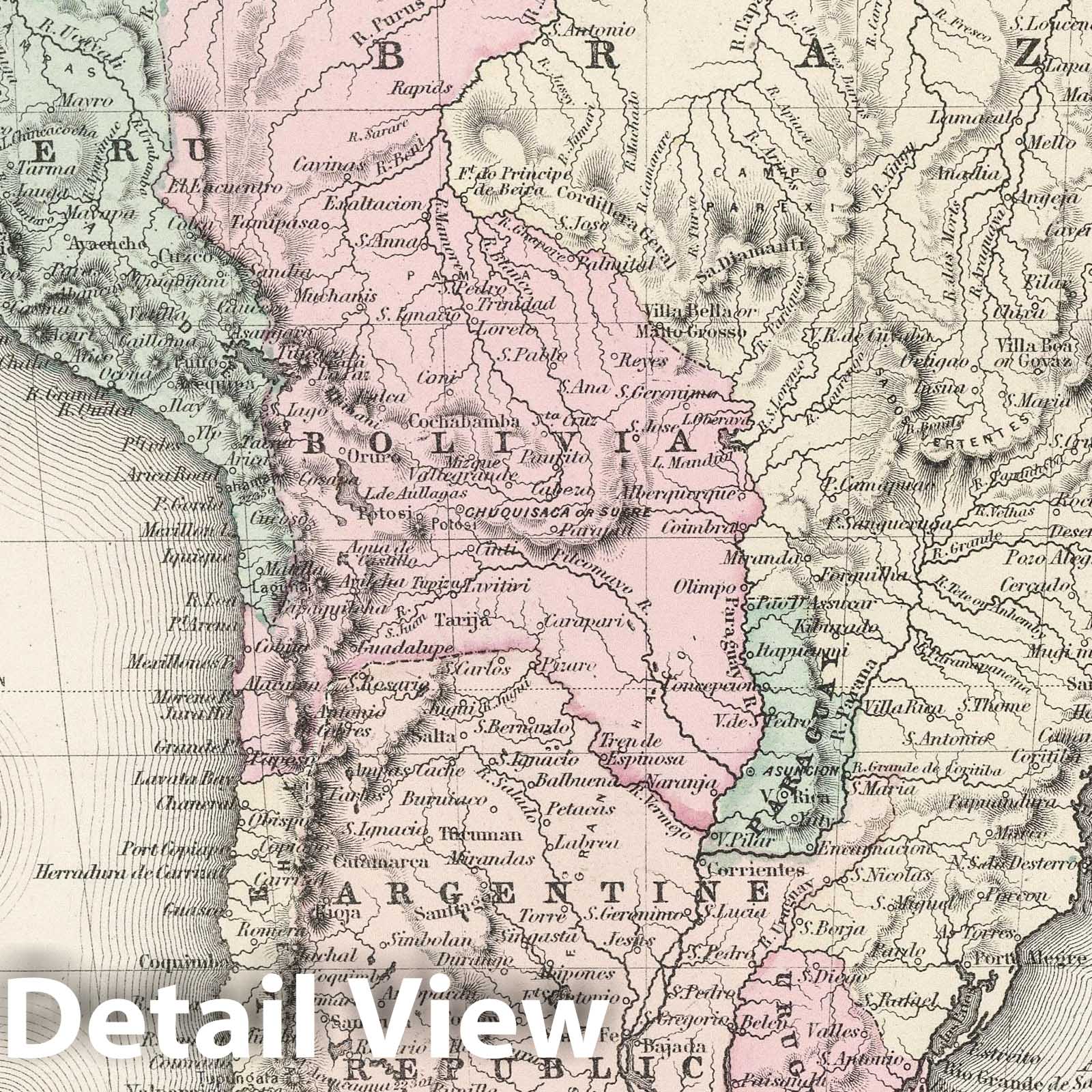 South America - Railroad Map, 1878 - Gray's National Atlas