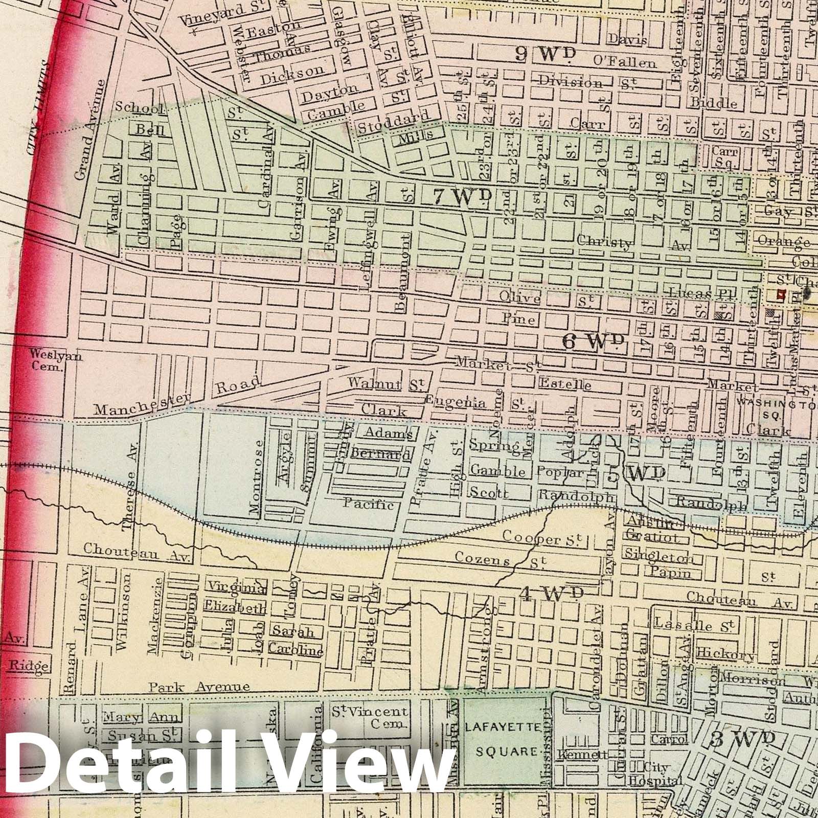 Saint Louis, Missouri 1874 Historical Map Print