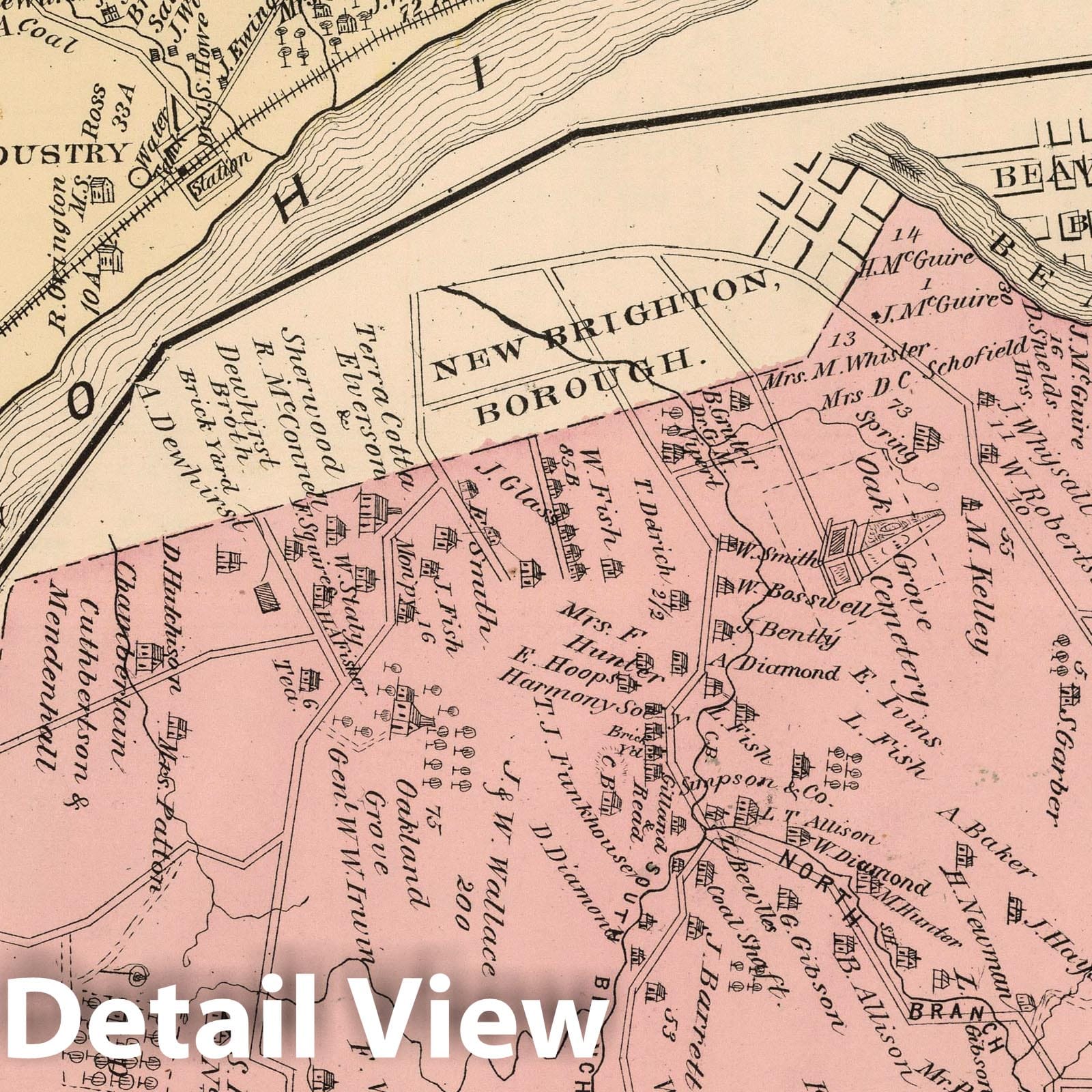 Industry and Pulaski Township, Beaver County Pennsylvania Property Map, 1876