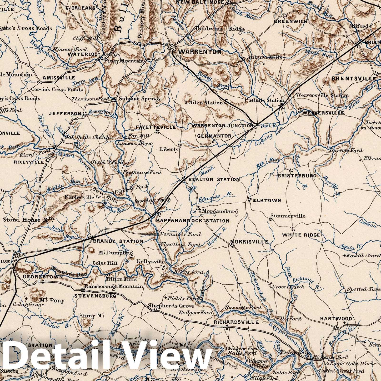 Civil War: Warrenton, Virginia - Military Map, 1875