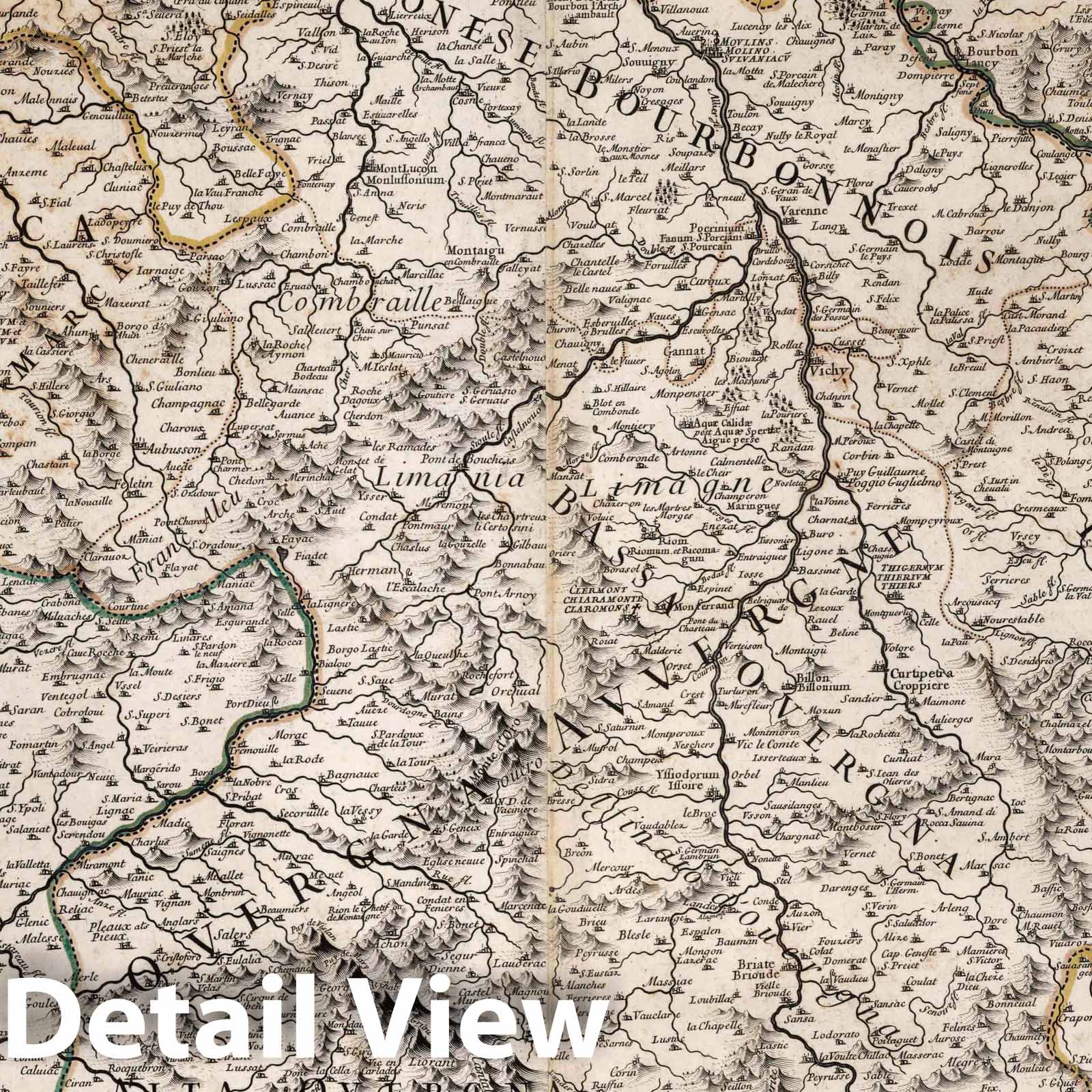 Lyons Region, France - River Map, 1693 - De Rossi Atlas Print