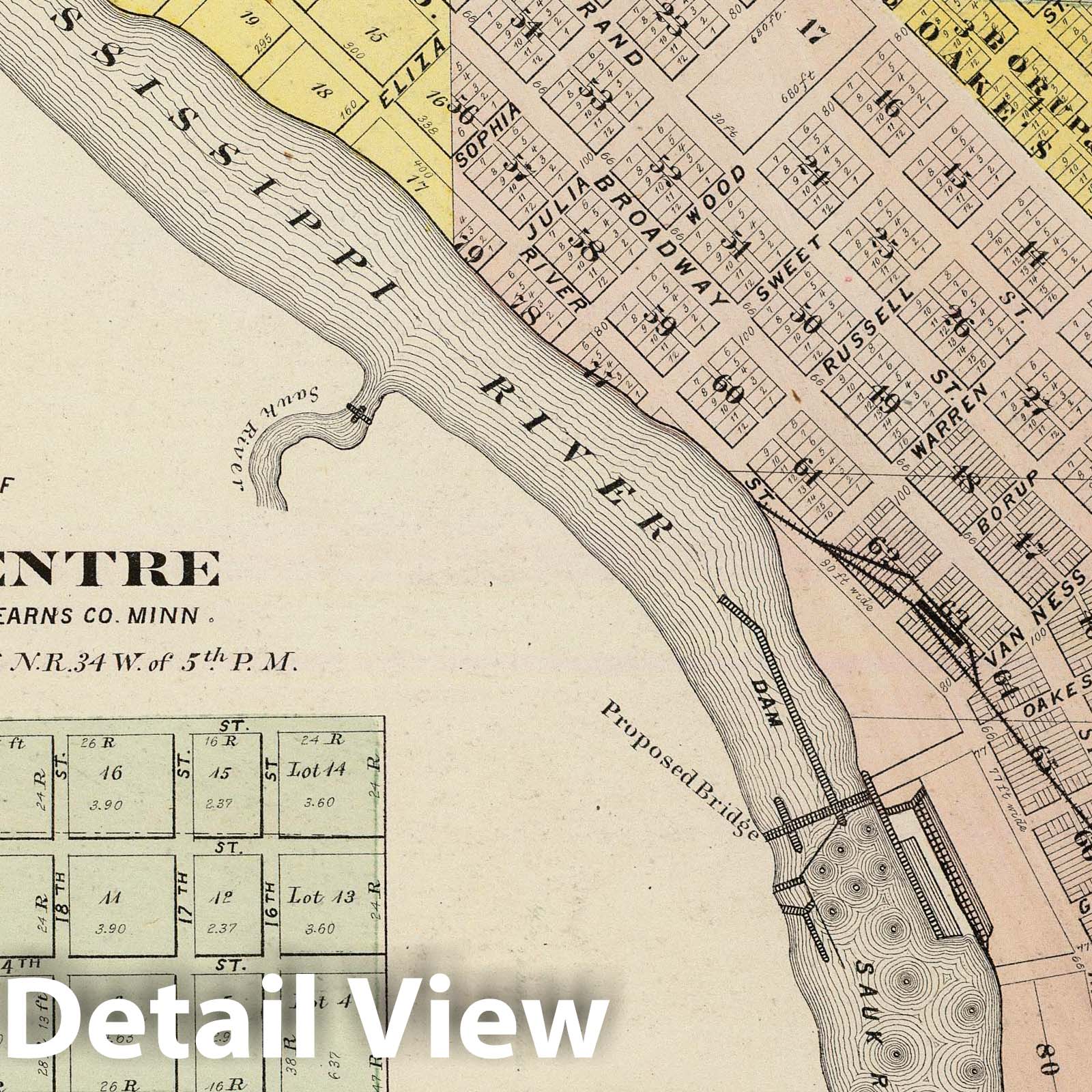 Sauk Rapids and Sauk Centre Township Maps, Minnesota 1874
