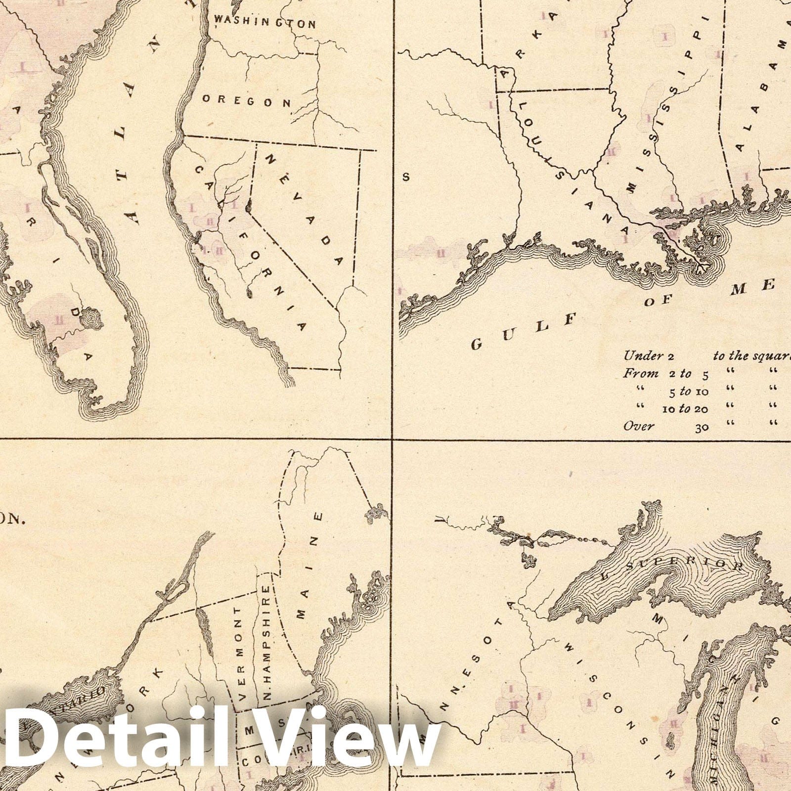 Minnesota - Population Density Map, 1874 - Historical Map Print