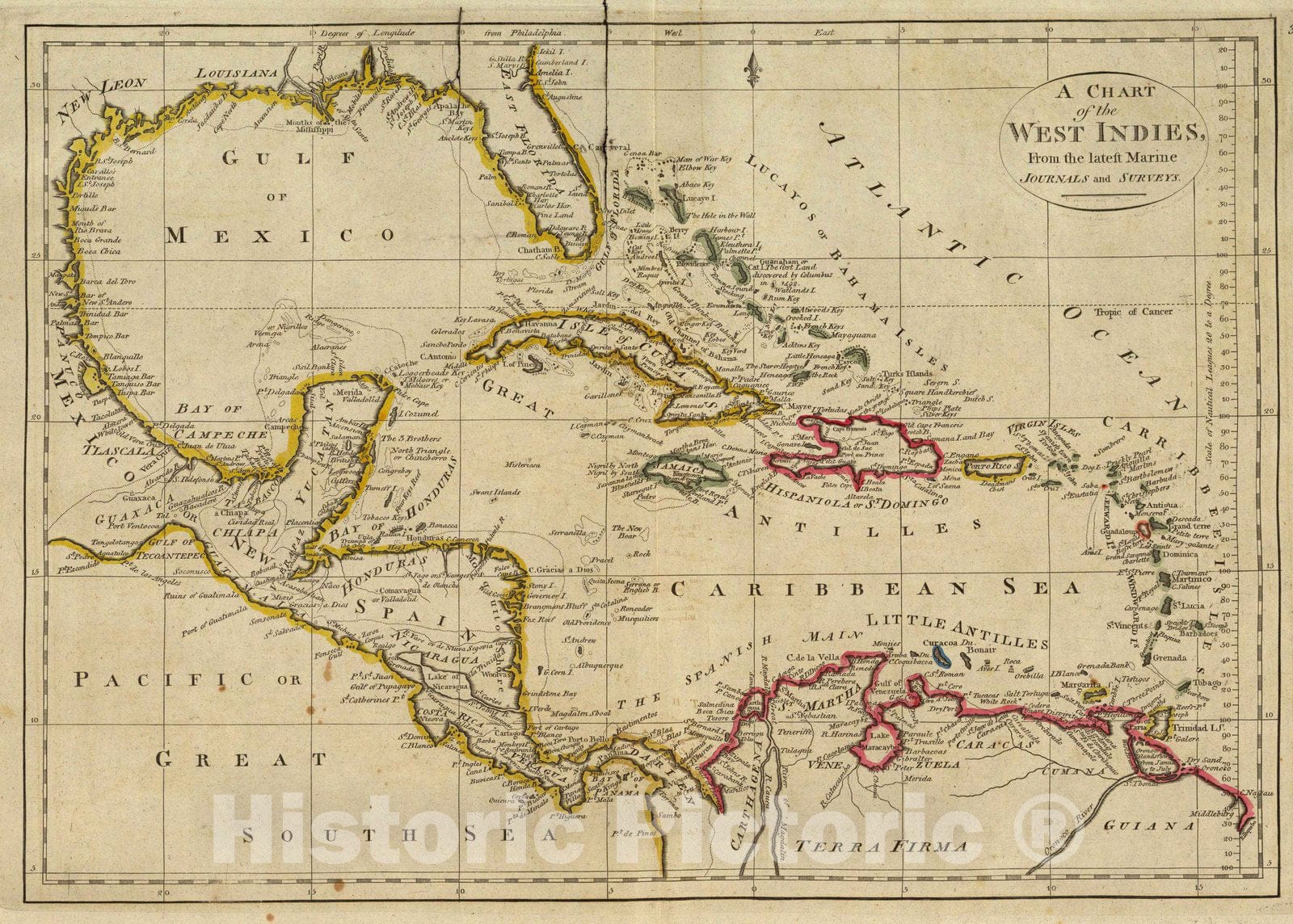 Historic Wall Map : 1814 Chart of the West Indies. - Vintage Wall Art