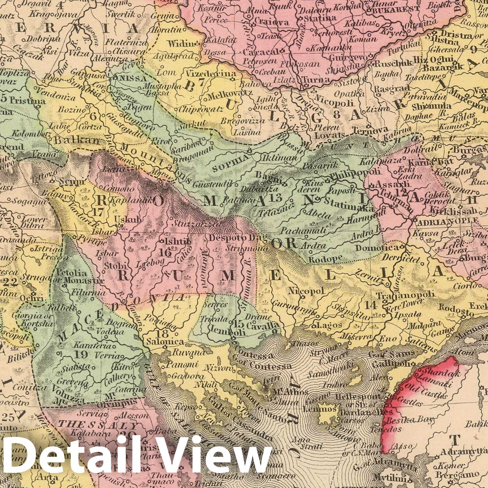 Turkey in Europe with Ionian Islands - Railroad Map, 1859