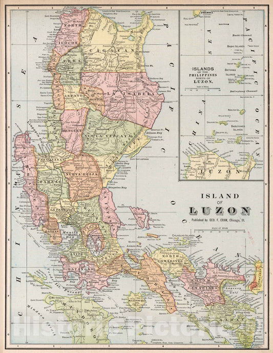 Historic Map : 1901 Island of Luzon - Vintage Wall Art