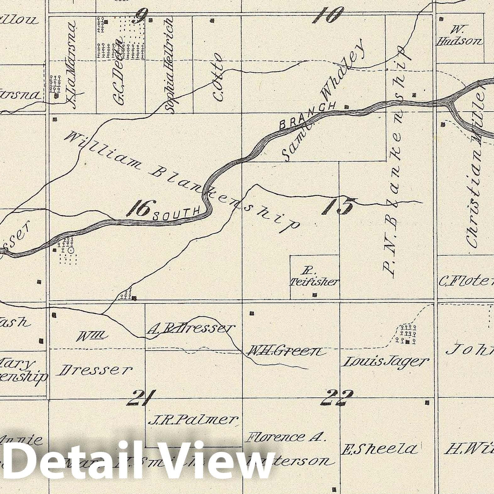 1892 Tulare County, California Survey Map - Township 21 South, Range 25 East