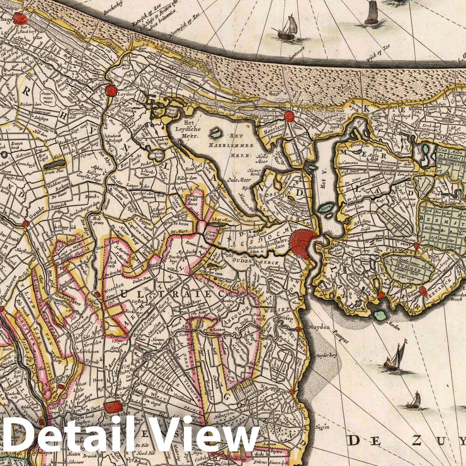 County of Holland, 1682 - Historical Map Print