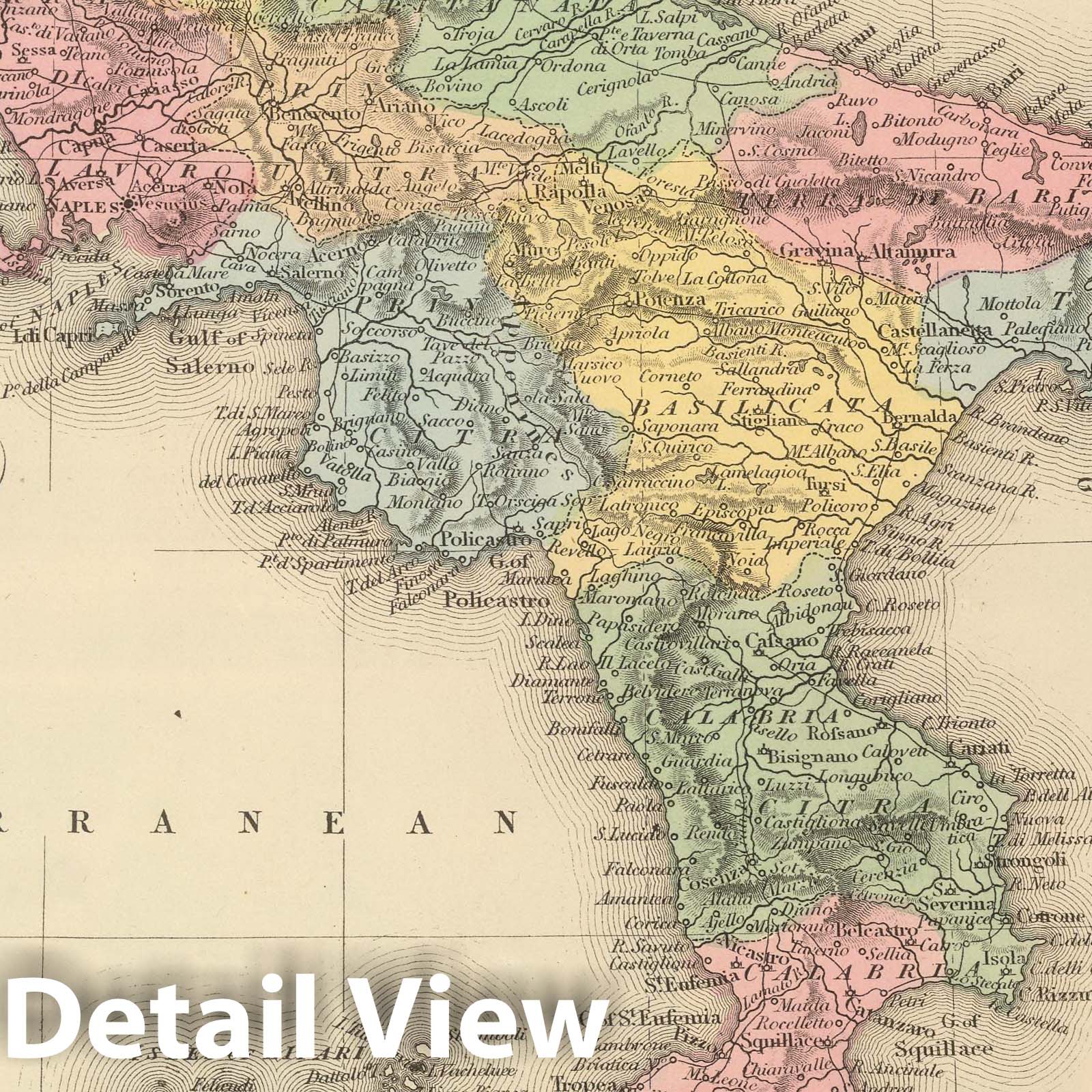 Kingdom of the Two Sicilies, Italy - Railroad Map, 1859 - Historical Map Print