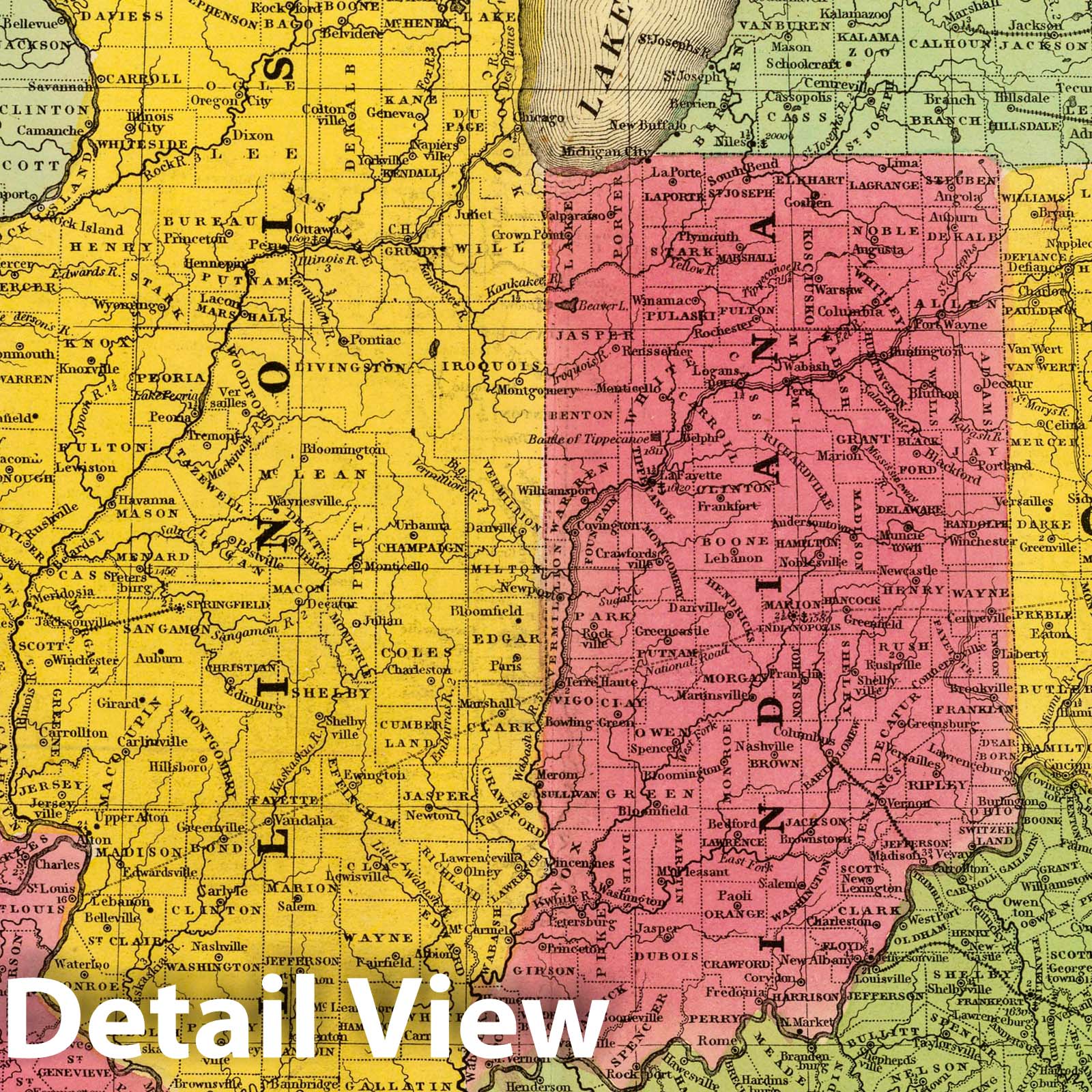 Western States - School Map, 1847 - Mitchell's School Atlas Historical Map Print