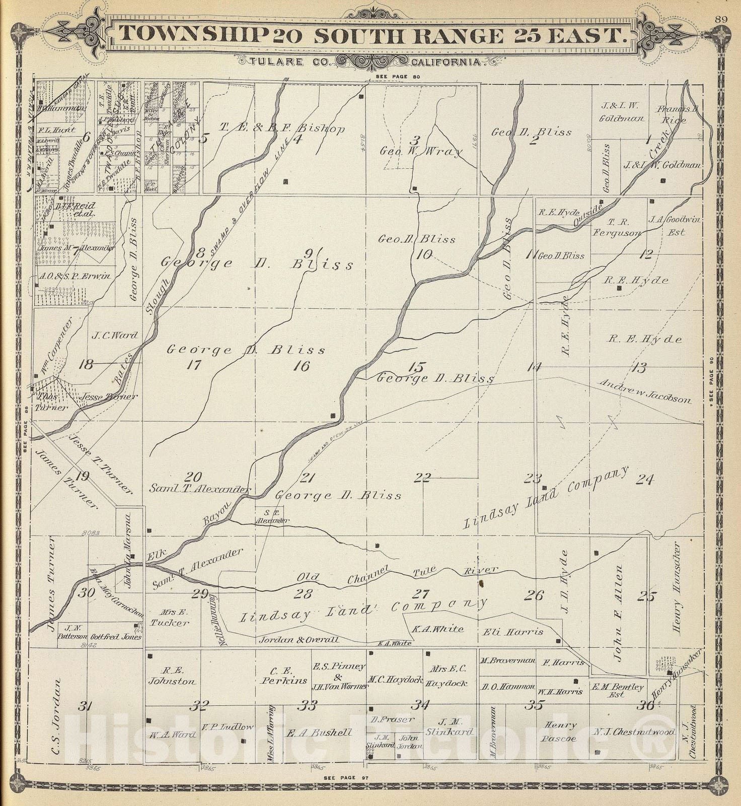 Historic Map : 1892 T.20S R.25E. - Vintage Wall Art