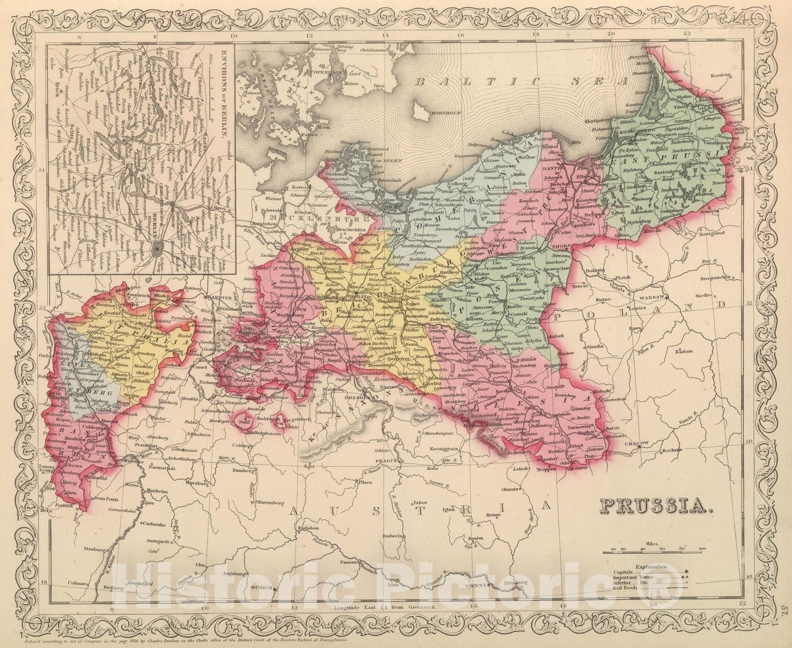 Historic Map : 1859 Prussia. v2 - Vintage Wall Art