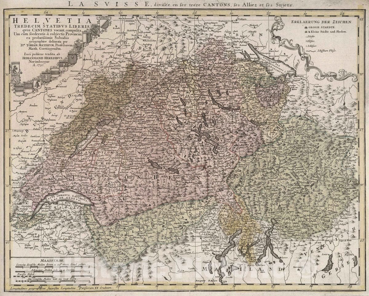 Historic Map : 1751 Helvetia. - Vintage Wall Art