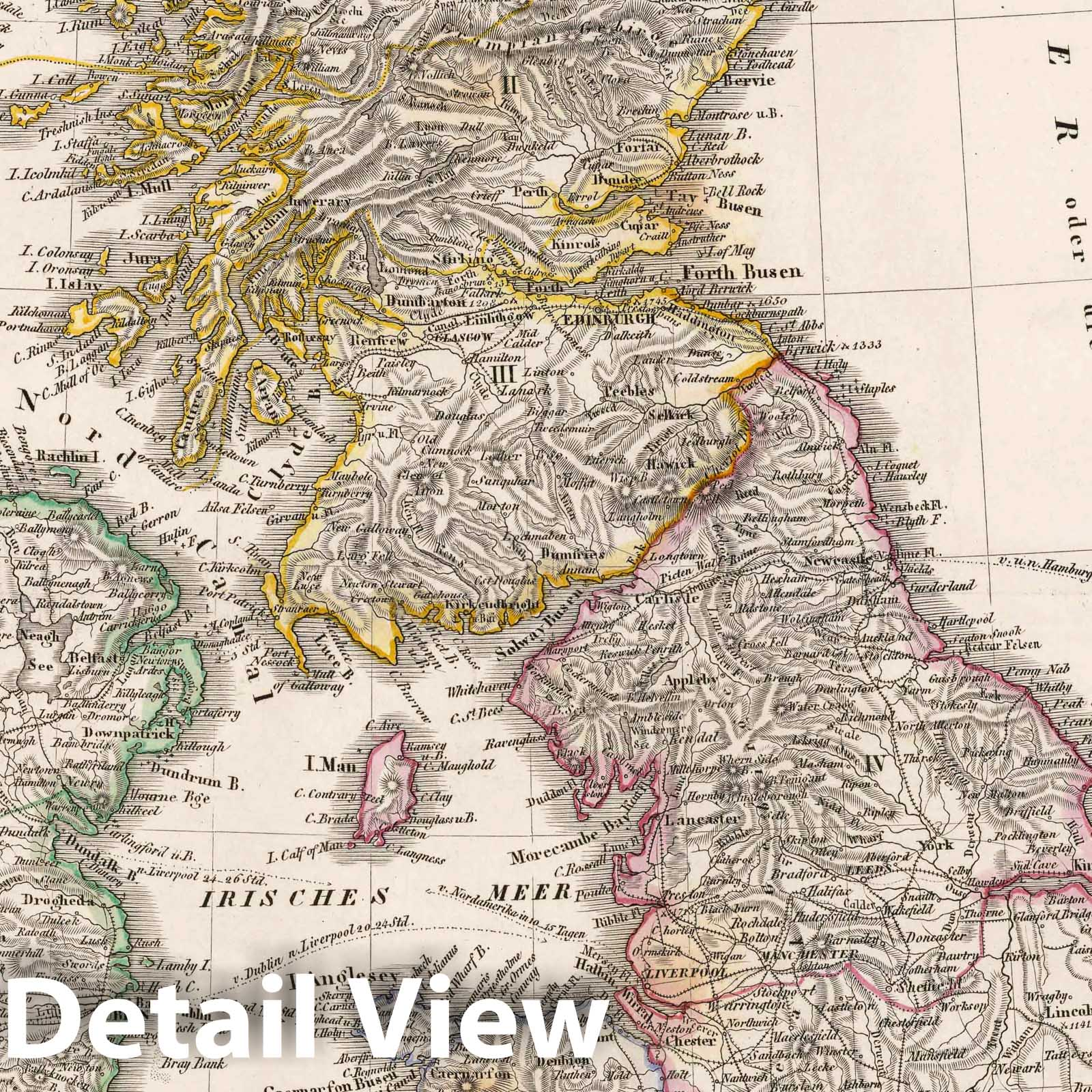 Great Britain, Ireland, Malta, Gozzo, and Helgoland 1847 Map Print