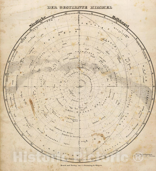 Historic Map : 1855 Gestirnte Himmel - Vintage Wall Art