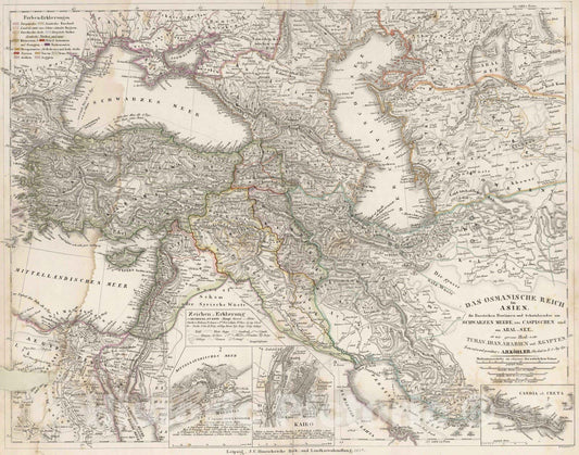 Historic Map : Turkey, Middle East, Asia 1847 Das Osmanische Reich in Asien , Vintage Wall Art