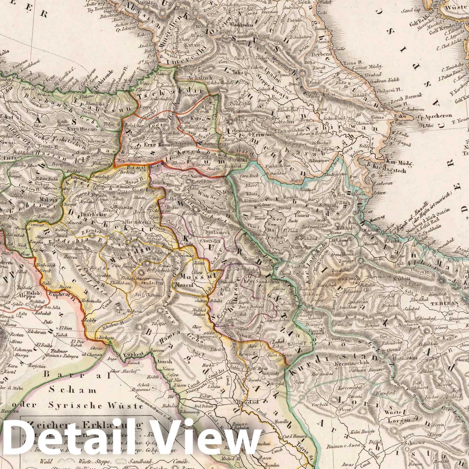 Ottoman Empire in Asia, Black Sea Region, Middle East - Railroad Map, 1847